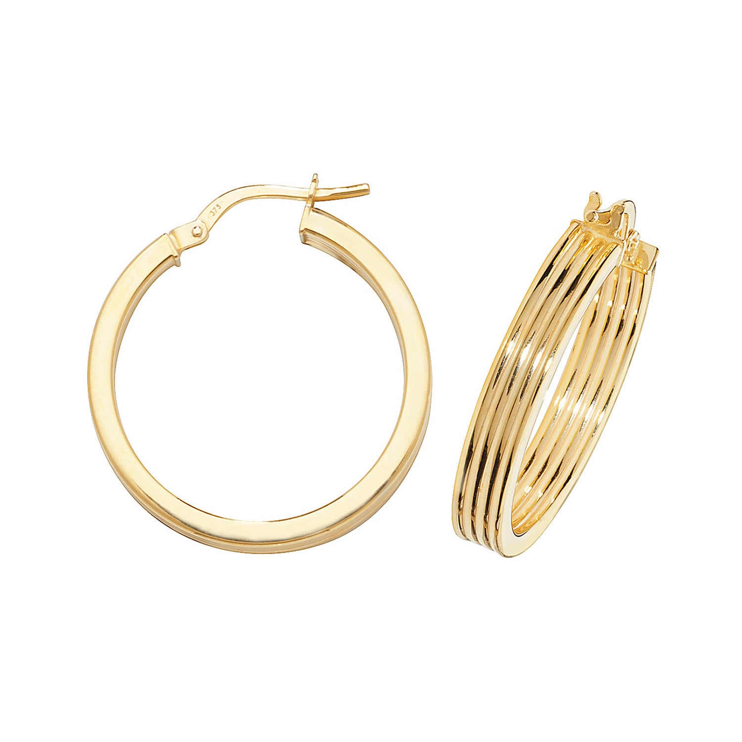 9CT YEL GOLD 20MM HOOP EARRINGS