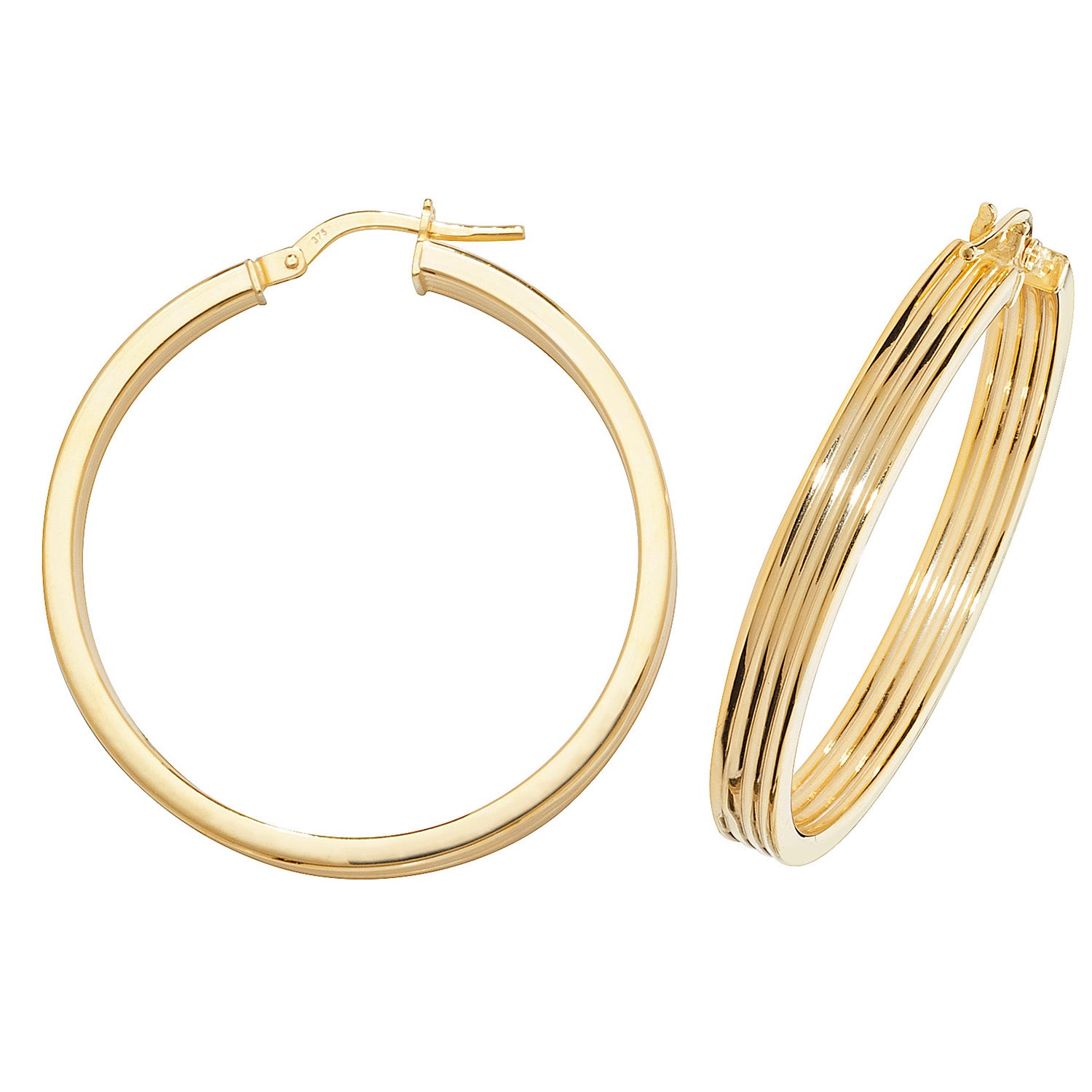 9CT YEL GOLD 30MM HOOP EARRINGS