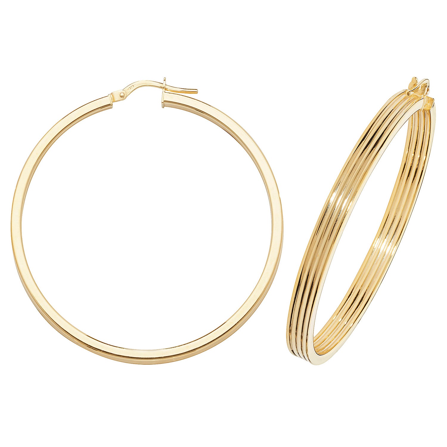 9CT YEL GOLD 40MM HOOP EARRINGS