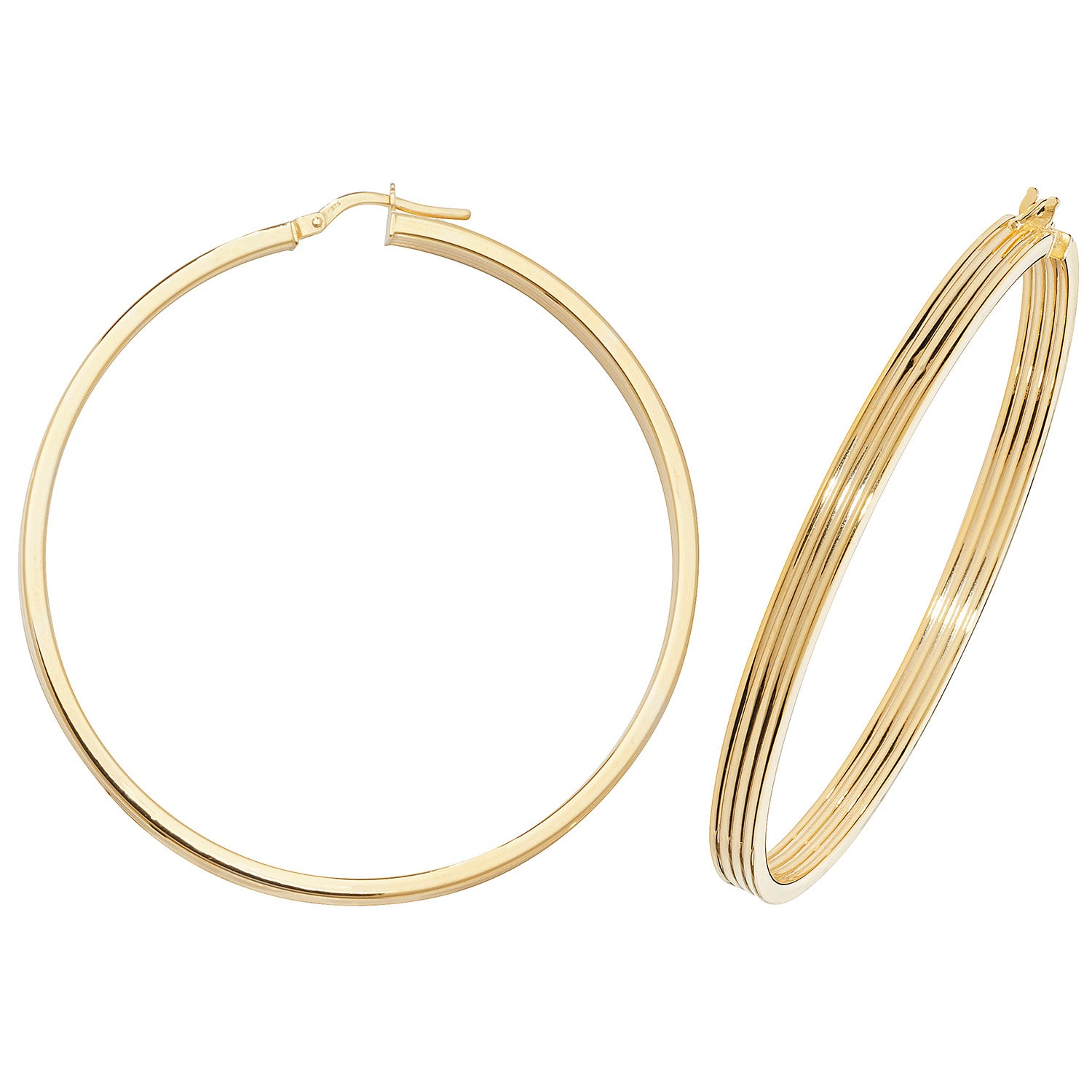 9CT YEL GOLD 50MM HOOP EARRINGS