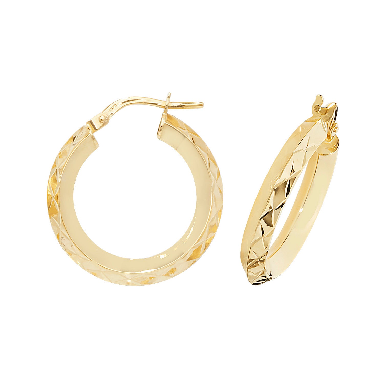 9CT YEL GOLD 15MM HOOP EARRINGS