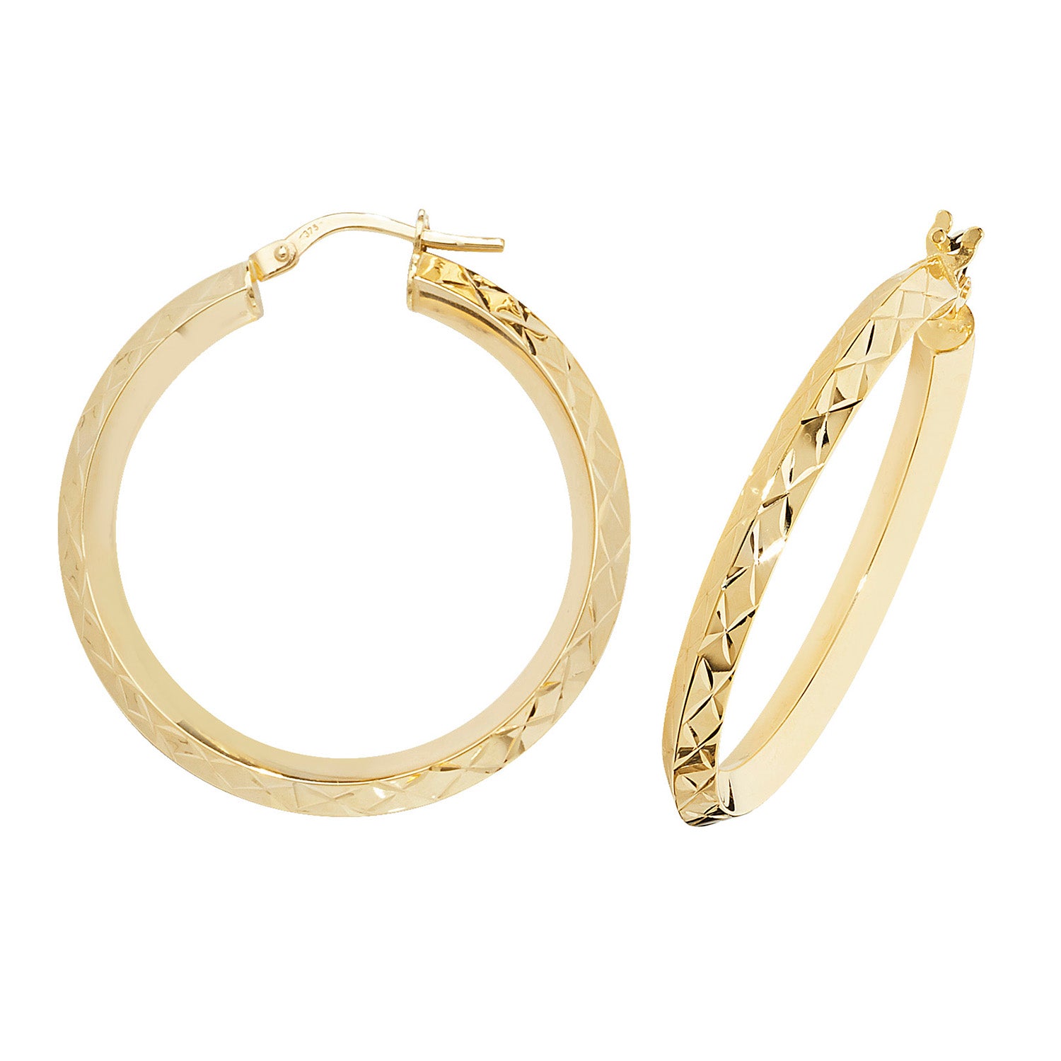 9CT YEL GOLD 25MM HOOP EARRINGS