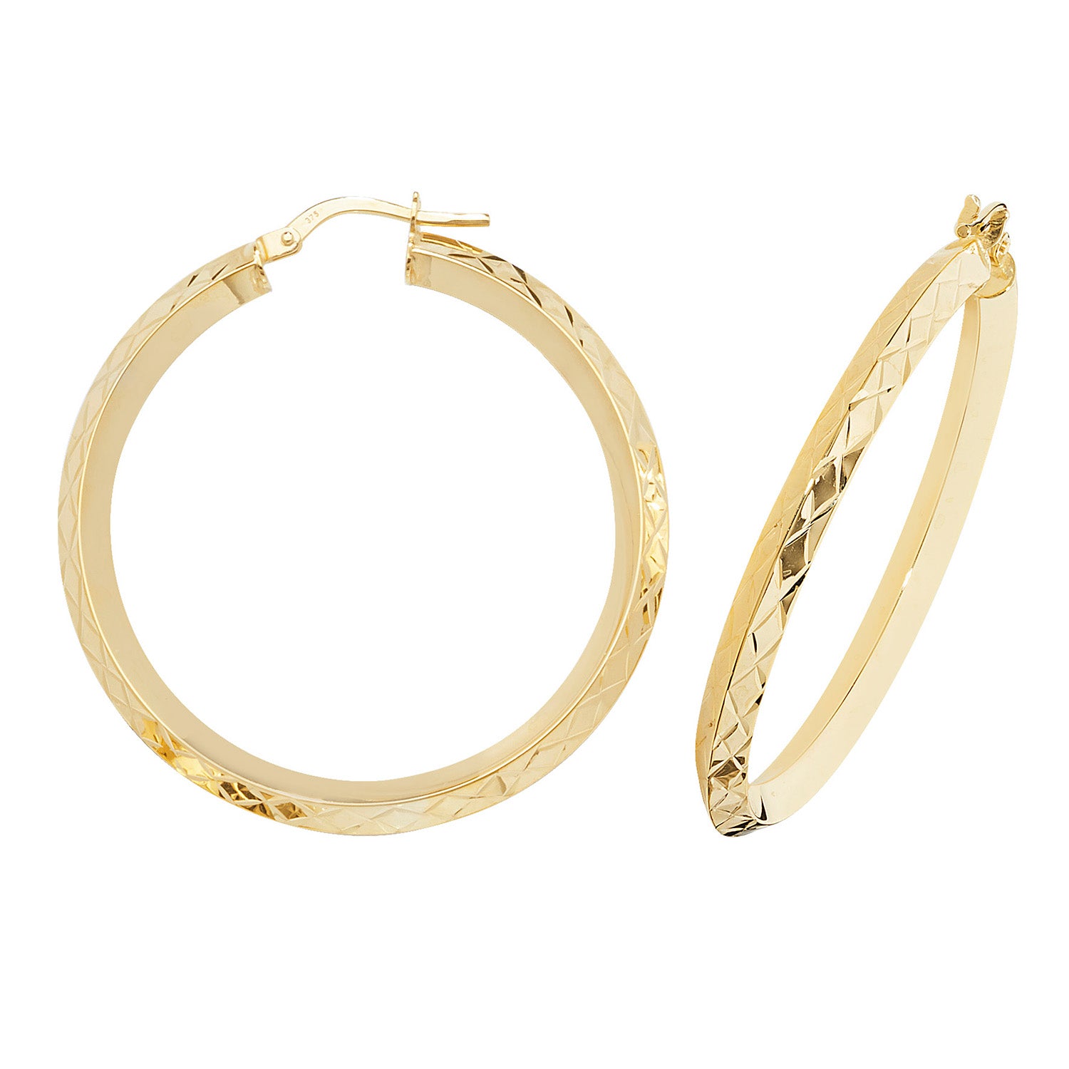 9CT YEL GOLD 30MM HOOP EARRINGS