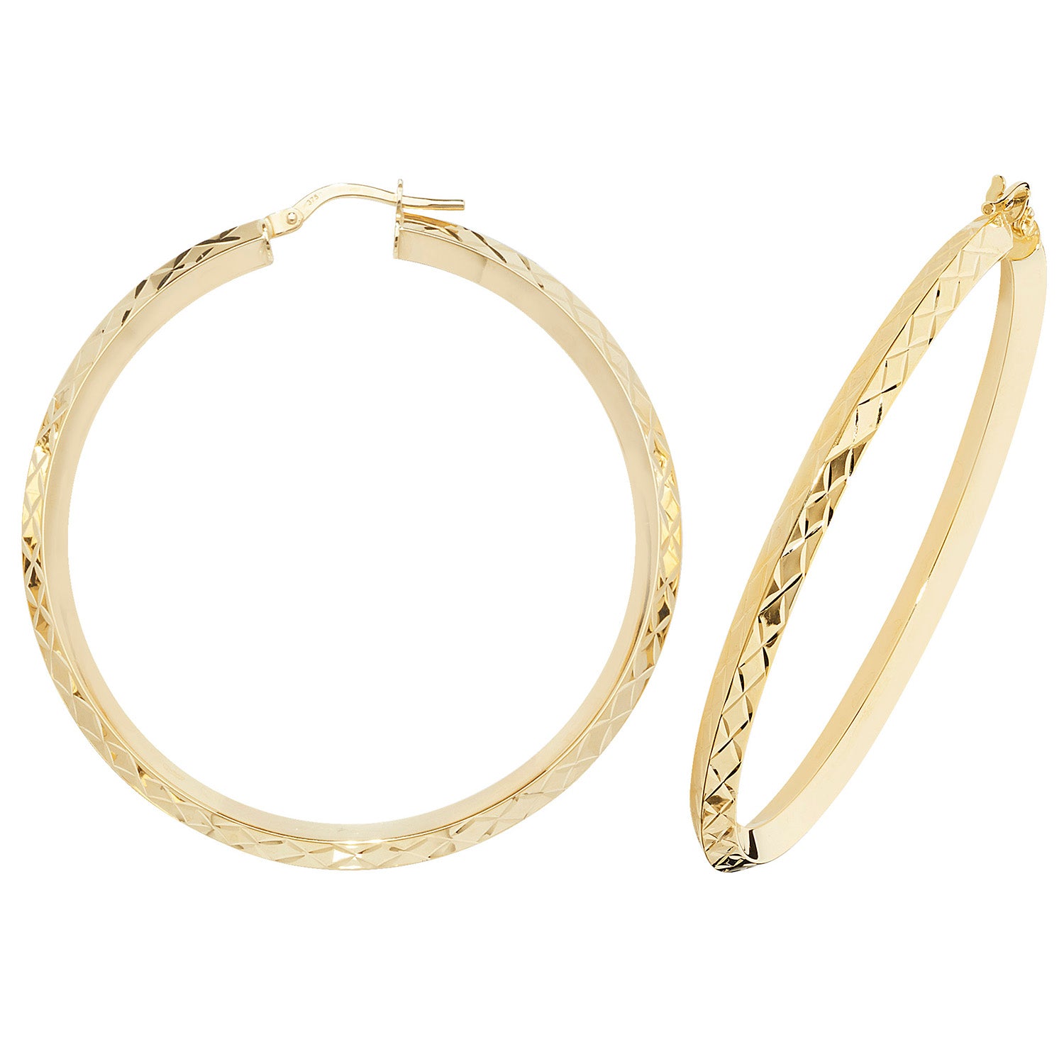 9CT YEL GOLD 40MM HOOP EARRINGS