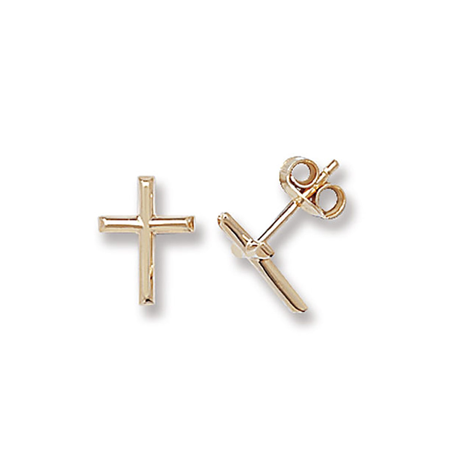 9CT YEL GOLD  CROSS STUD EARRINGS