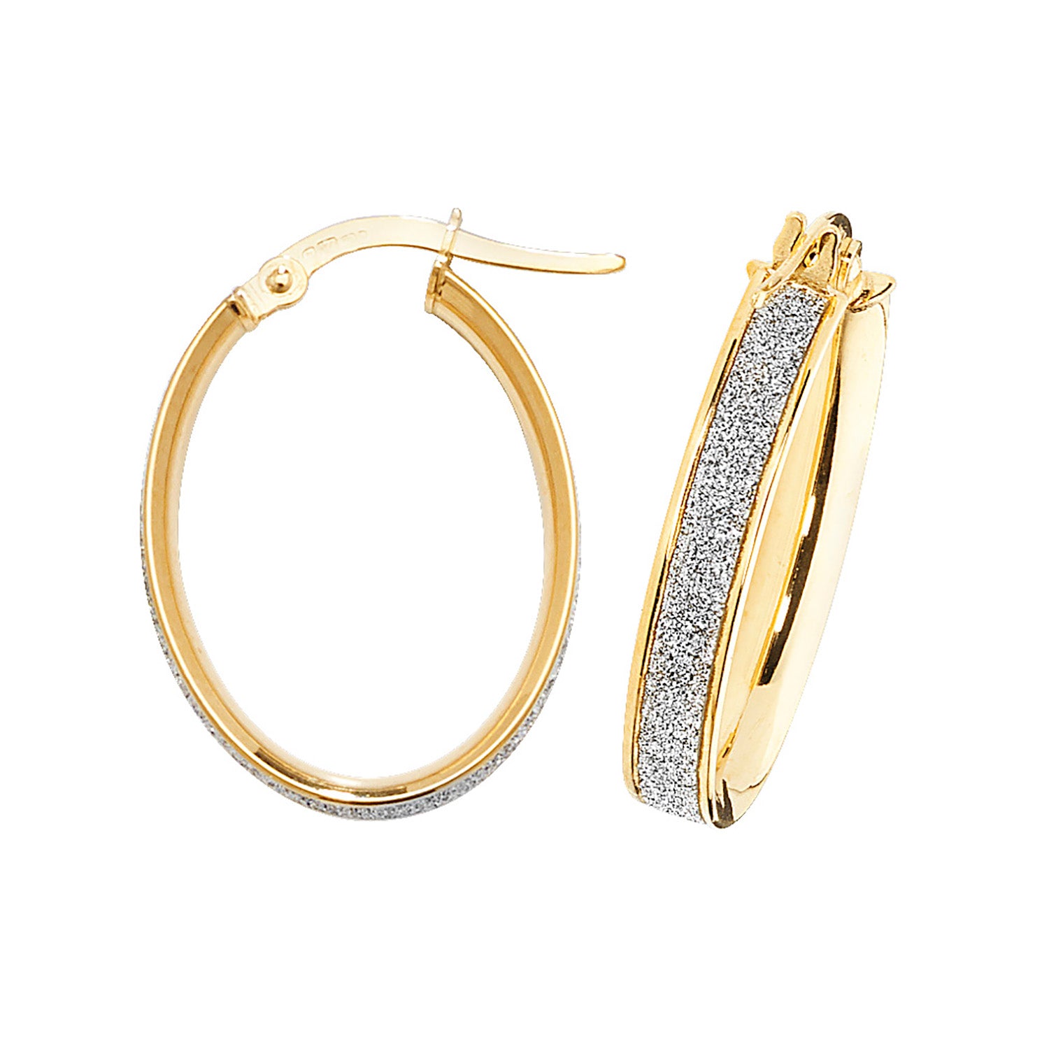 9CT YEL GOLD OVL HOOP EARRINGS