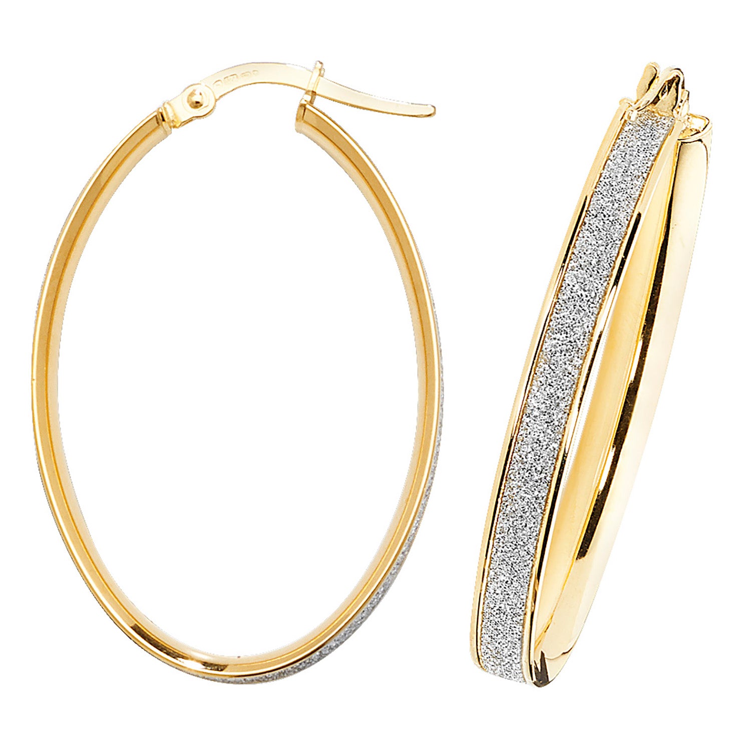 9CT YEL GOLD OVL HOOP EARRINGS