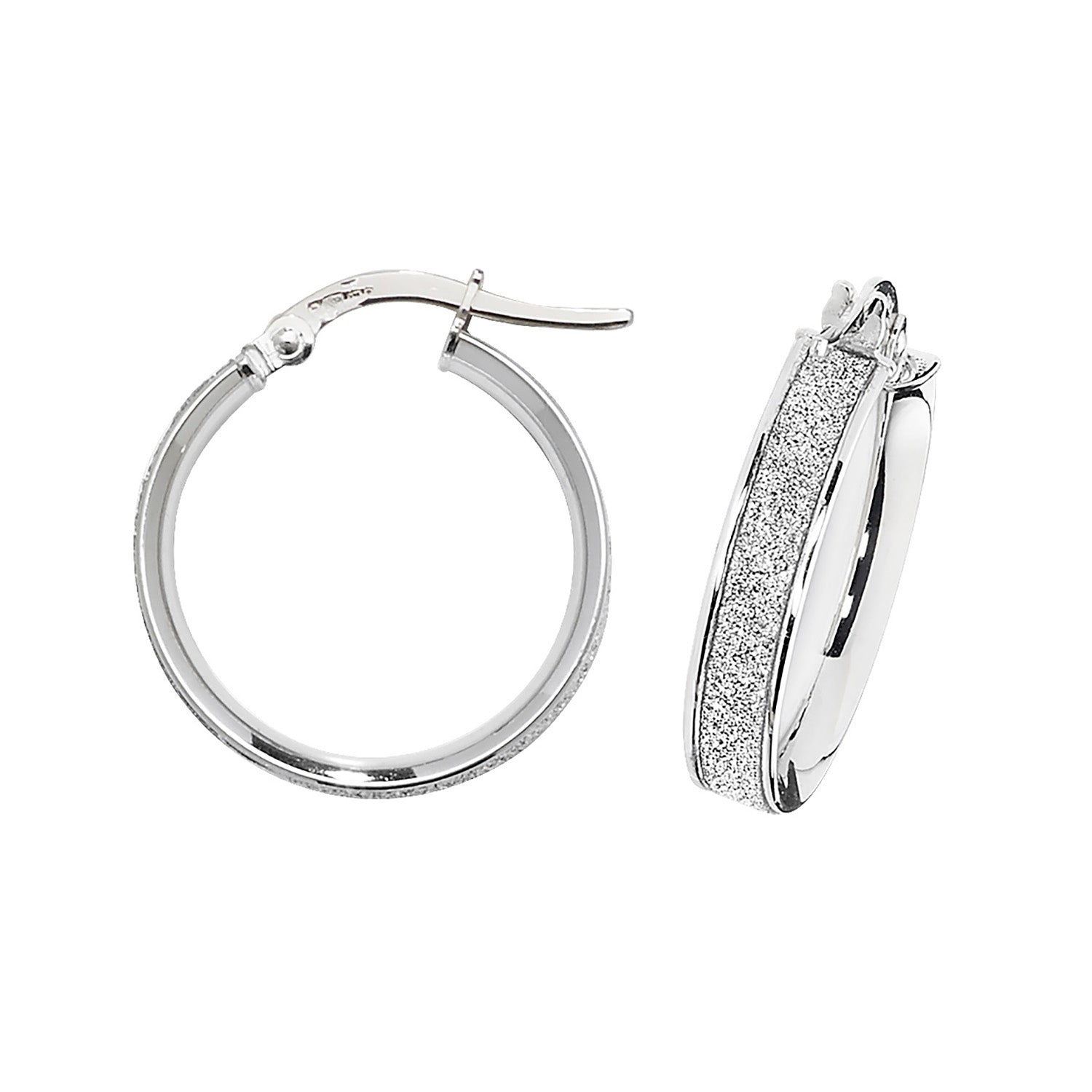9CT WHT GOLD 15MM HOOP EARRINGS
