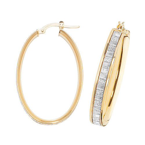 9CT YEL GOLD OVL HOOP EARRINGS