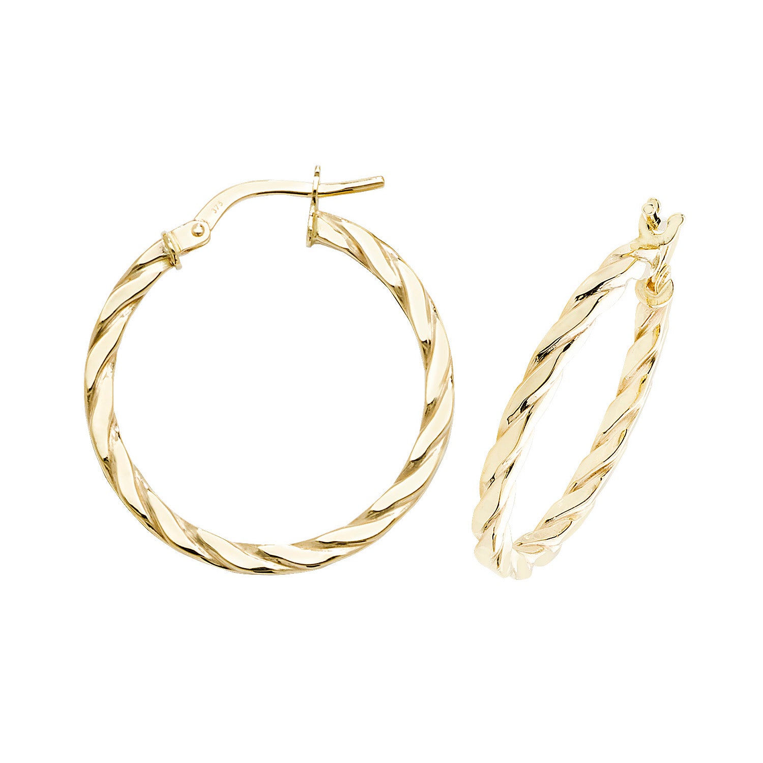 9CT YEL GOLD 20MM HOOP EARRINGS