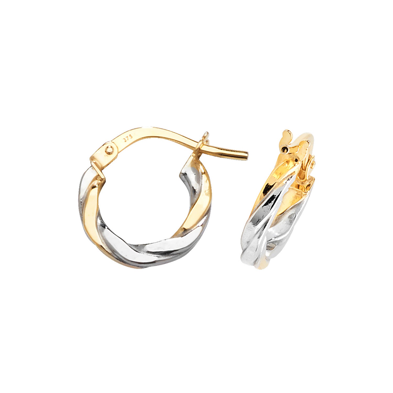 9CT YEL/WHT GOLD 08MM HOOP EARRINGS