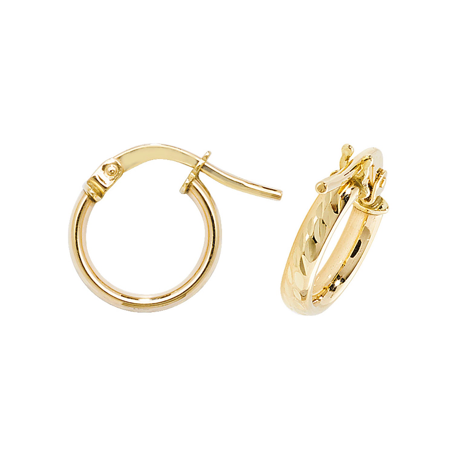 9CT YEL GOLD 08MM DC HOOP EARRINGS