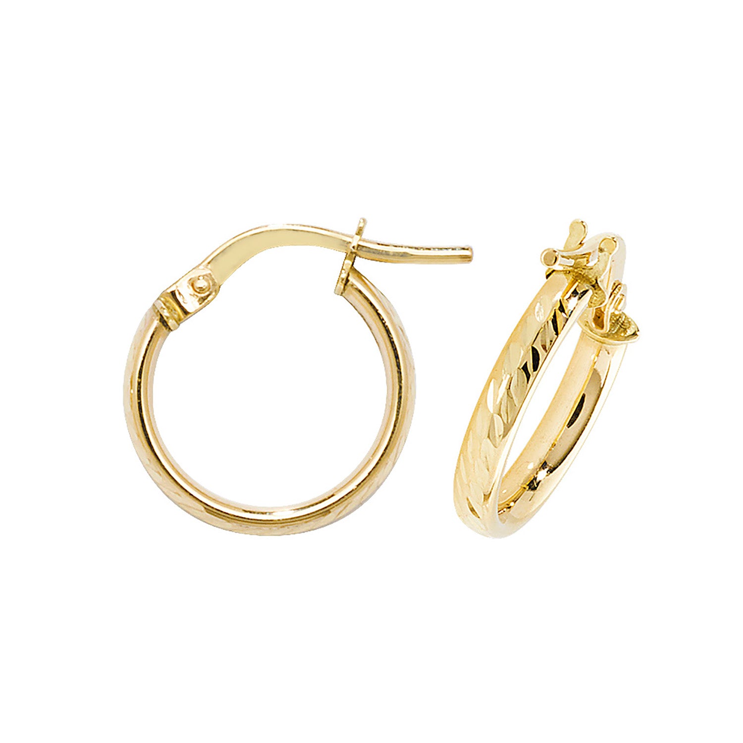 9CT YEL GOLD 10MM DC HOOP EARRINGS