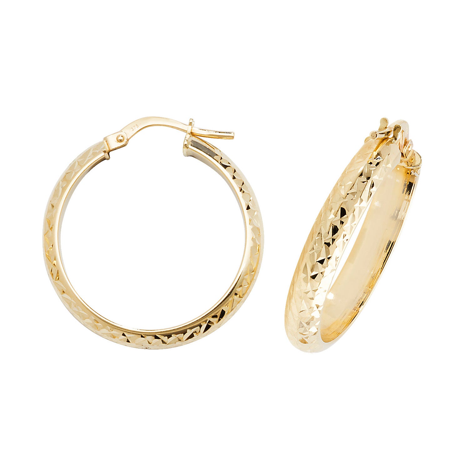 9CT YEL GOLD 20MM DC HOOP EARRINGS