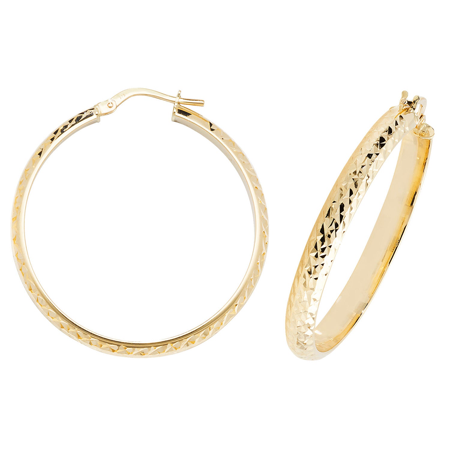 9CT YEL GOLD 30MM DC HOOP EARRINGS