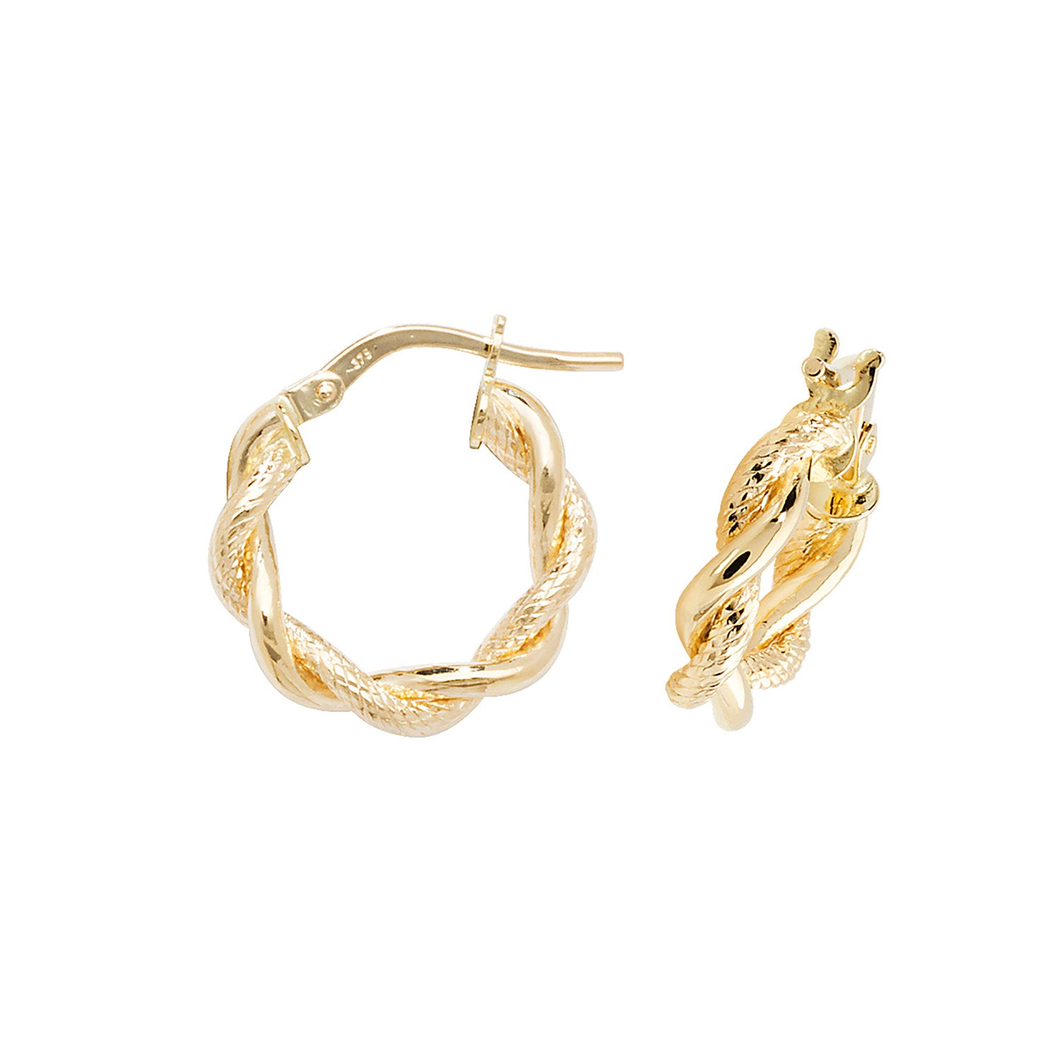 9CT YEL GOLD 08MM DC HOOP EARRINGS