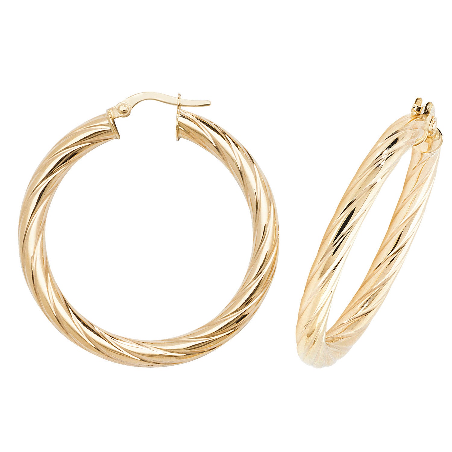 9CT YEL GOLD 30MM HOOP EARRINGS