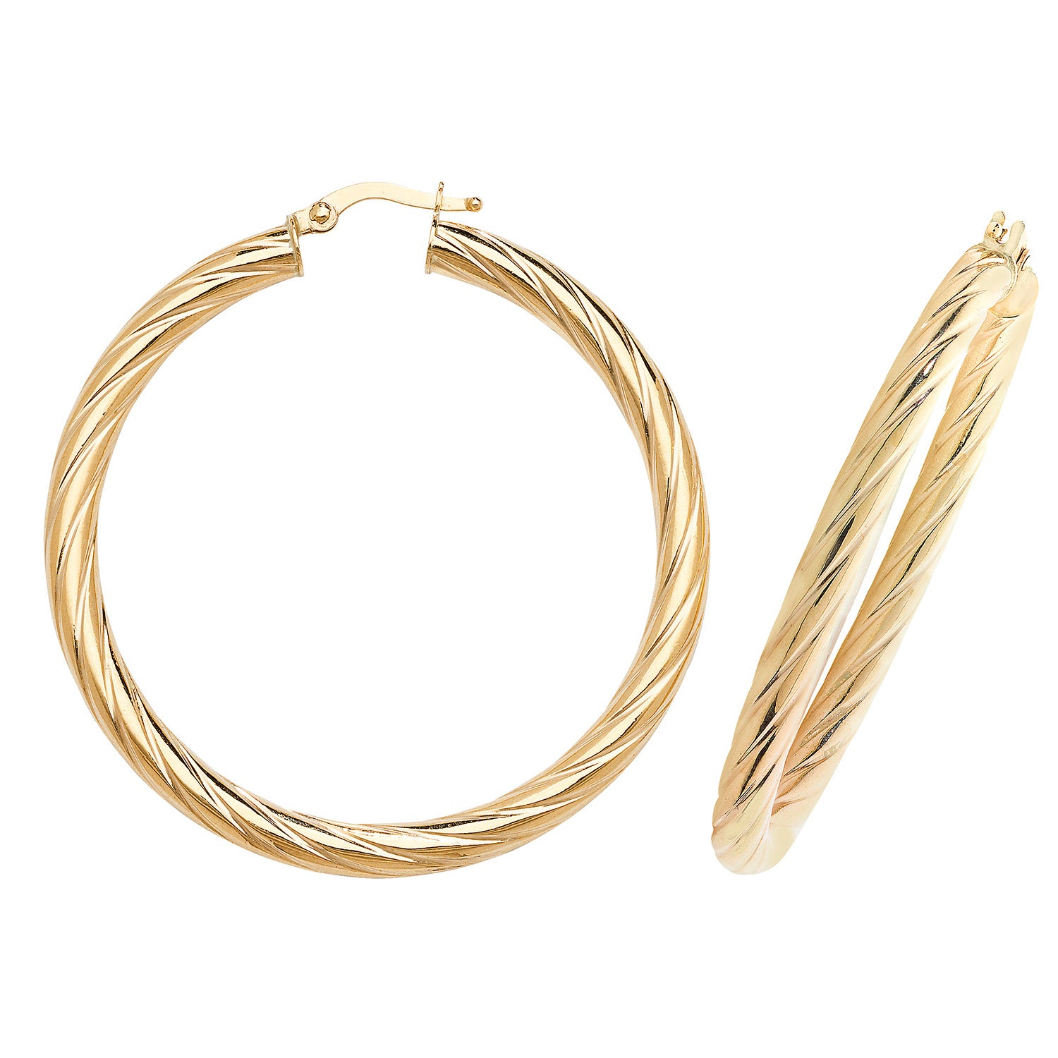 9CT YEL GOLD 40MM HOOP EARRINGS