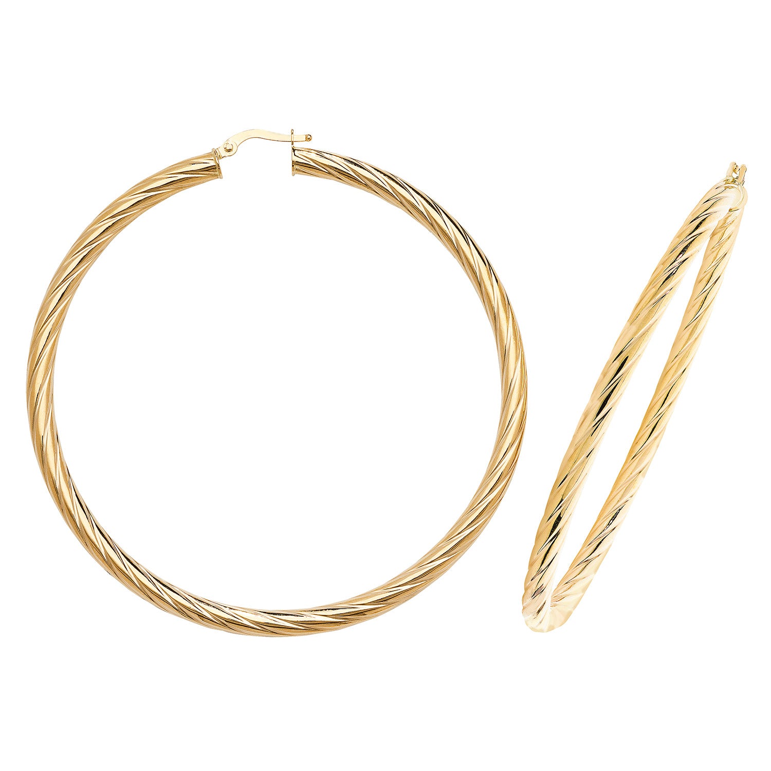 9CT YEL GOLD 60MM HOOP EARRINGS