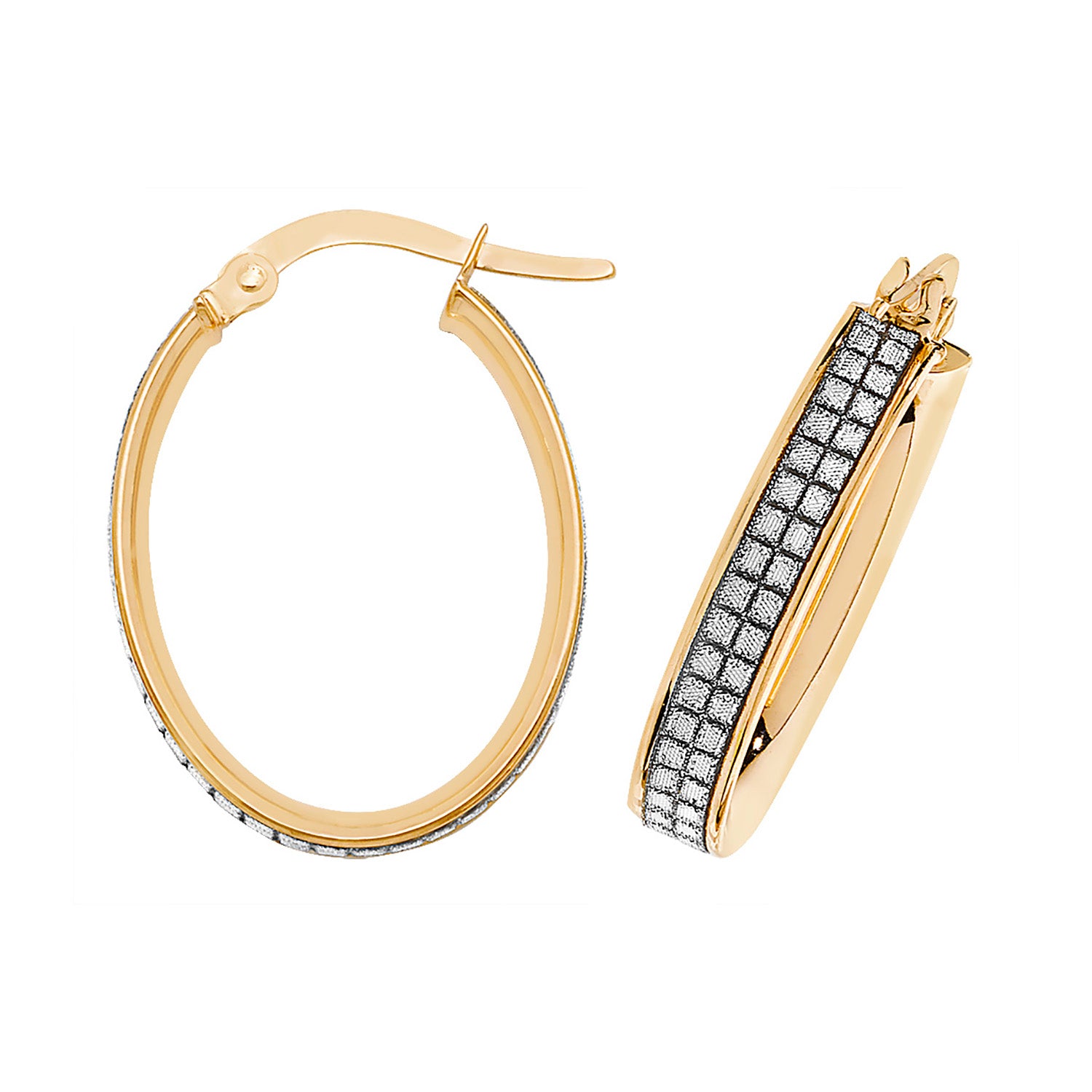 9CT YEL GOLD OVL HOOP EARRINGS