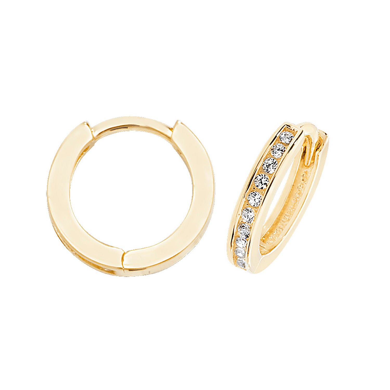 9CT YEL GOLD HINGED CZ EARRINGS