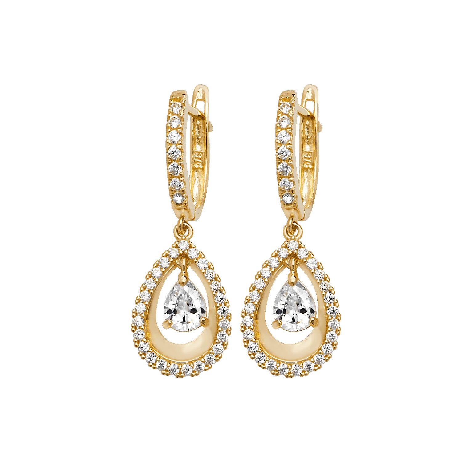 9CT YEL GOLD DROP  EARRINGS