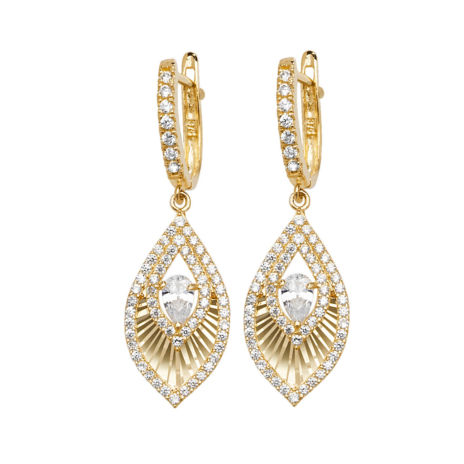 9CT YEL GOLD DROP  EARRINGS