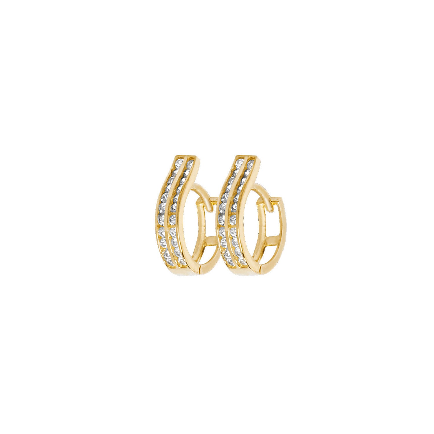 9CT YEL GOLD HINGED CZ EARRINGS