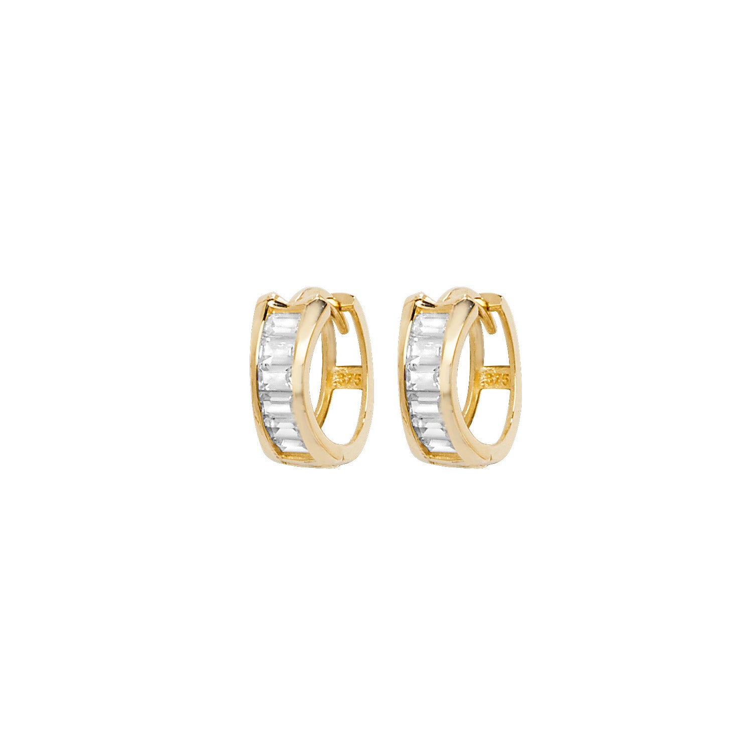 9CT YEL GOLD HINGED CZ EARRINGS