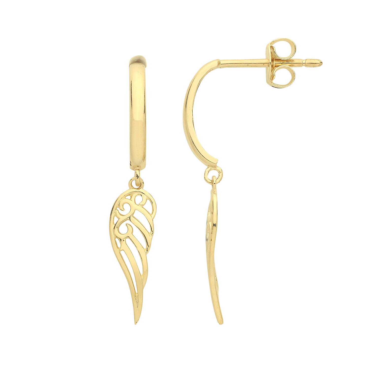 9CT YEL GOLD WINGS DROP EARRINGS