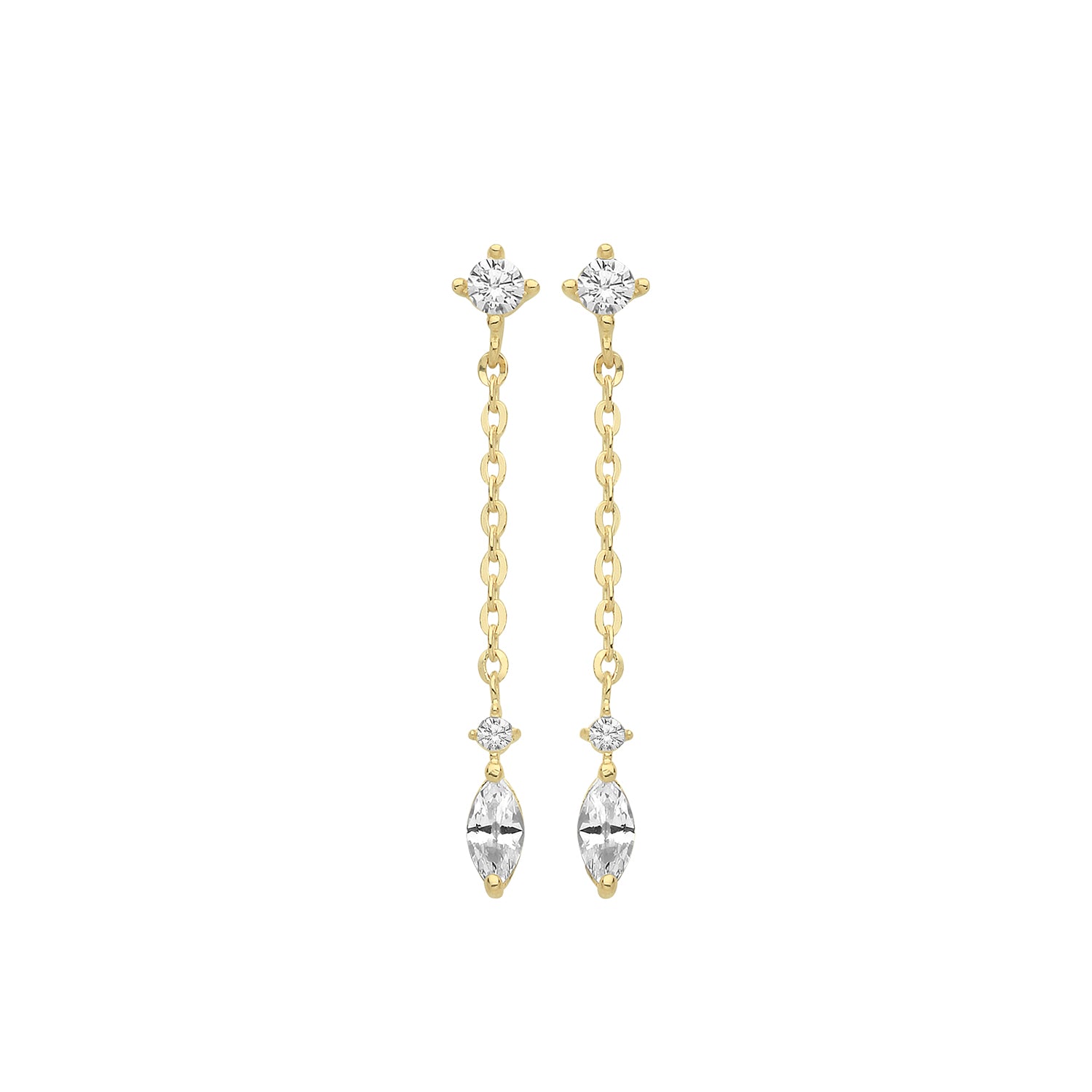 9CT YEL GOLD CZ DROP EARRINGS