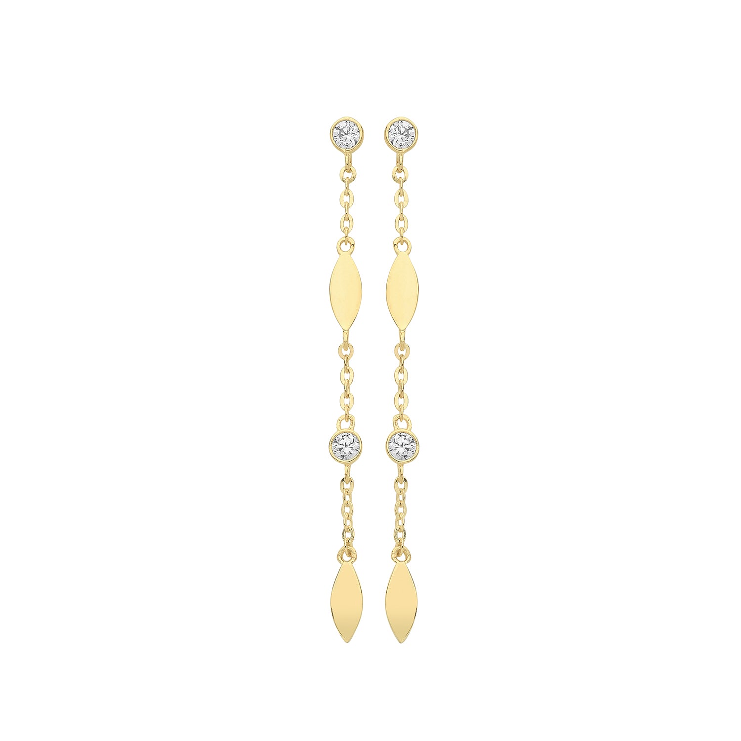 9CT YEL GOLD CZ DROP EARRINGS