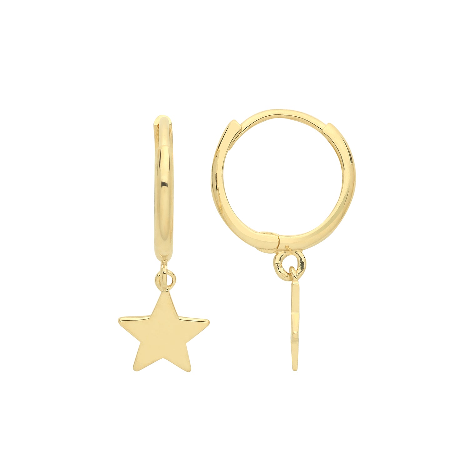 9CT YEL GOLD STAR CHARM DROP EARRINGS