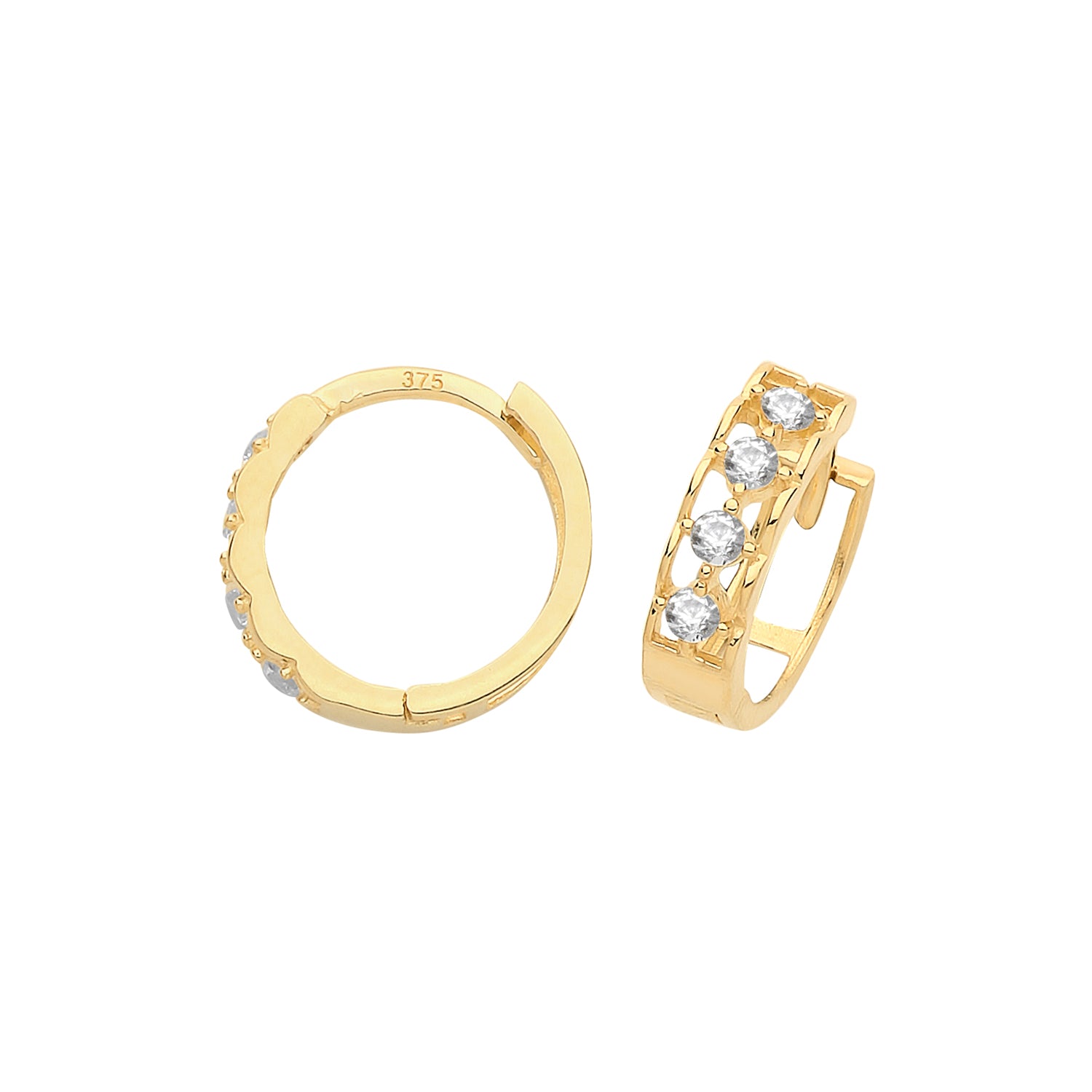 9CT YEL GOLD HINGED CZ EARRINGS