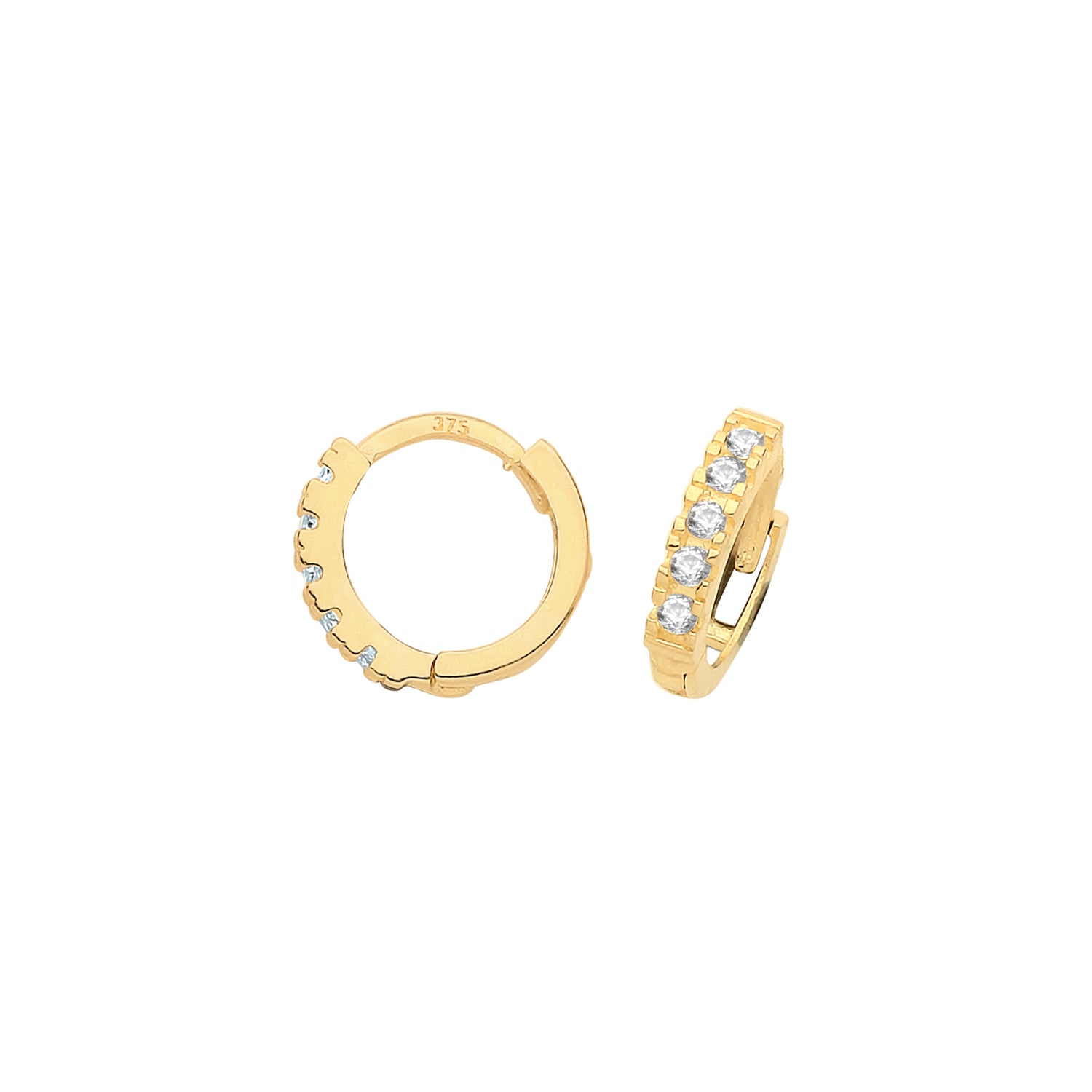 9CT YEL GOLD HINGED CZ EARRINGS