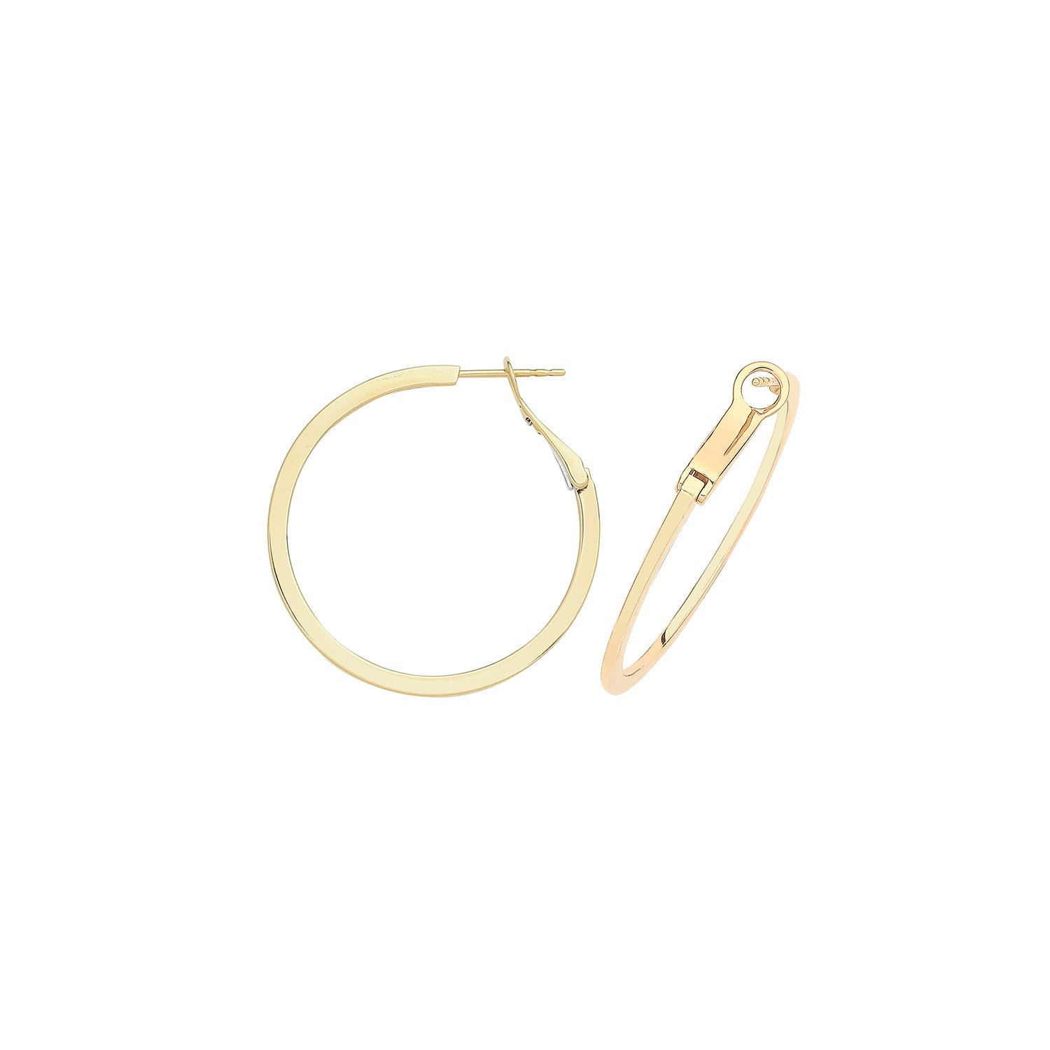 9CT SOLID YELLOW GOLD OMEGA BACK HOOPS