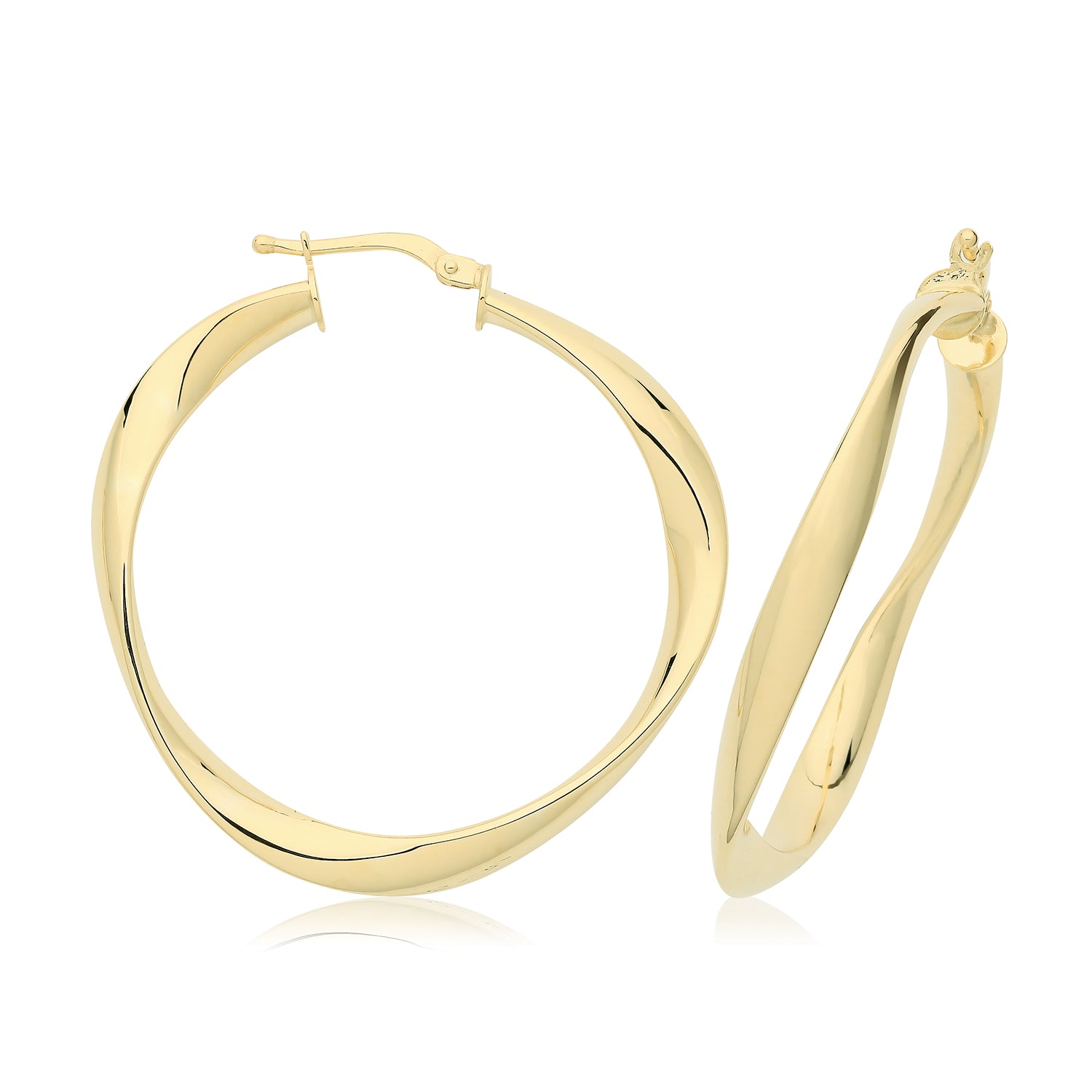 9CT YEL GOLD 20MM GENTLE TWIST HOOP EARRINGS