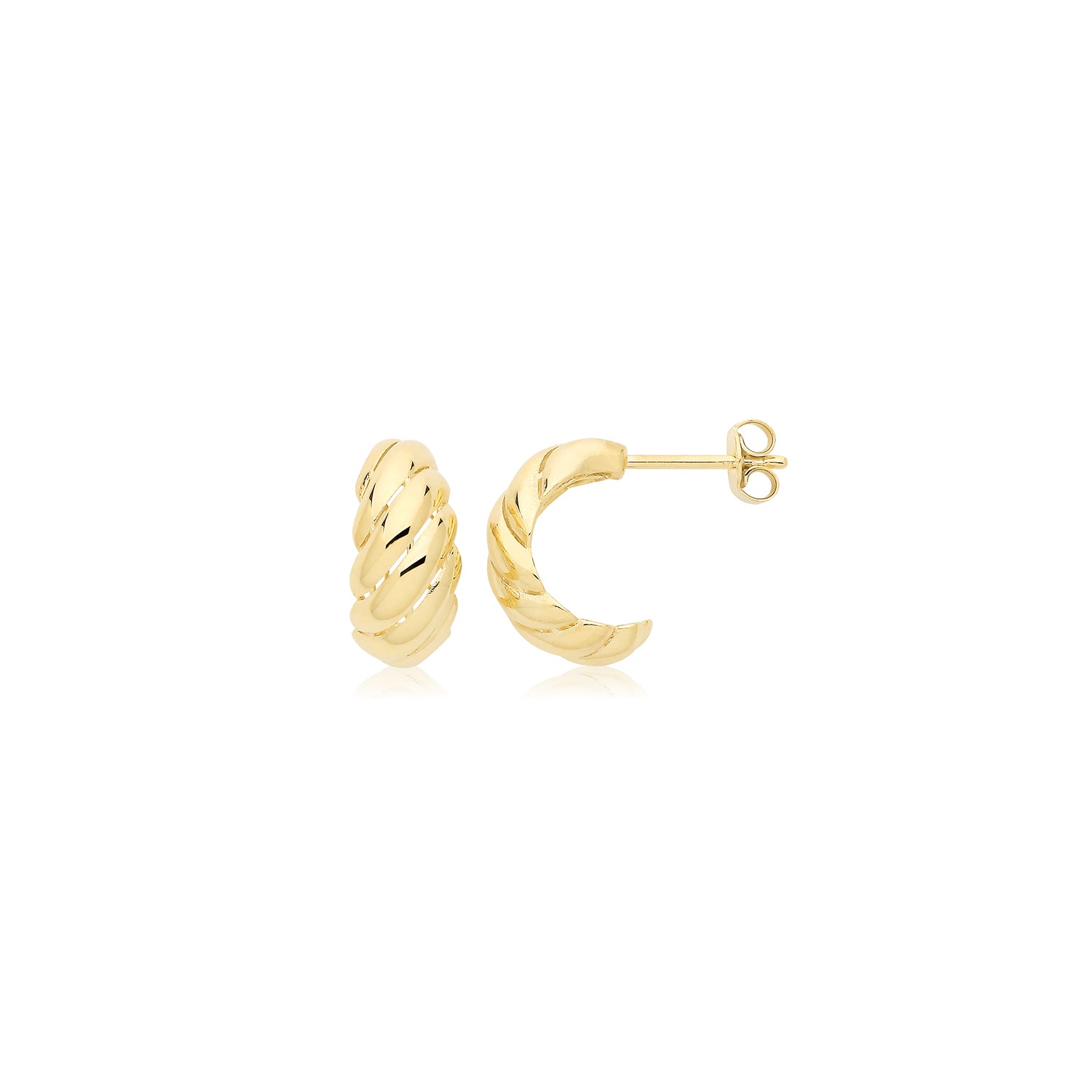 9CT YEL GOLD 08MM GENTLE TWIST HOOP STUDS