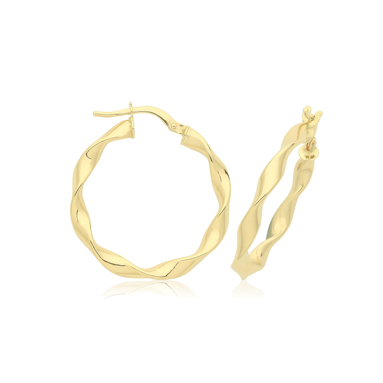 9CT YEL GOLD 20MM TWIST HOOP EARRINGS