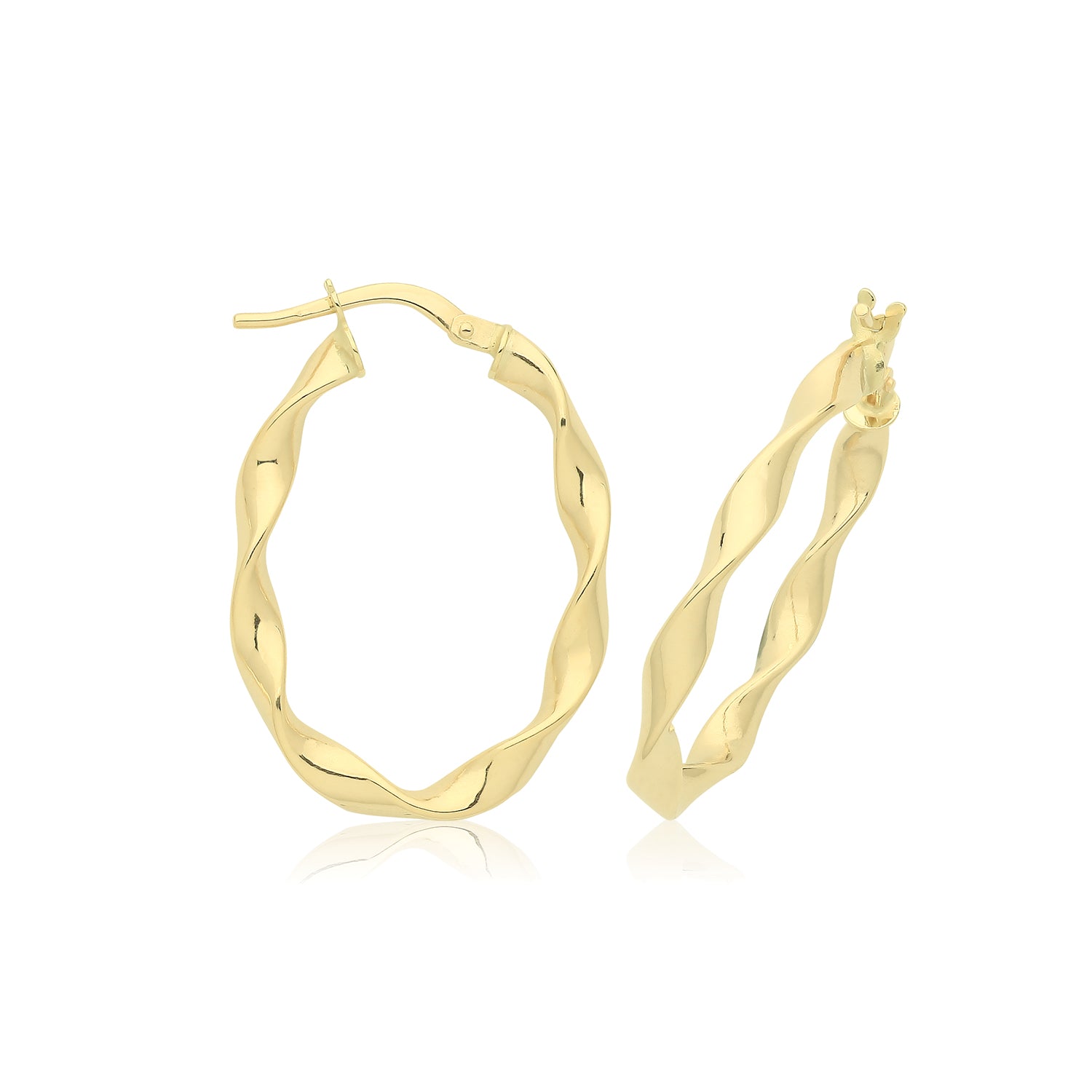 9CT YEL GOLD 20MM TWIST HOOP EARRINGS