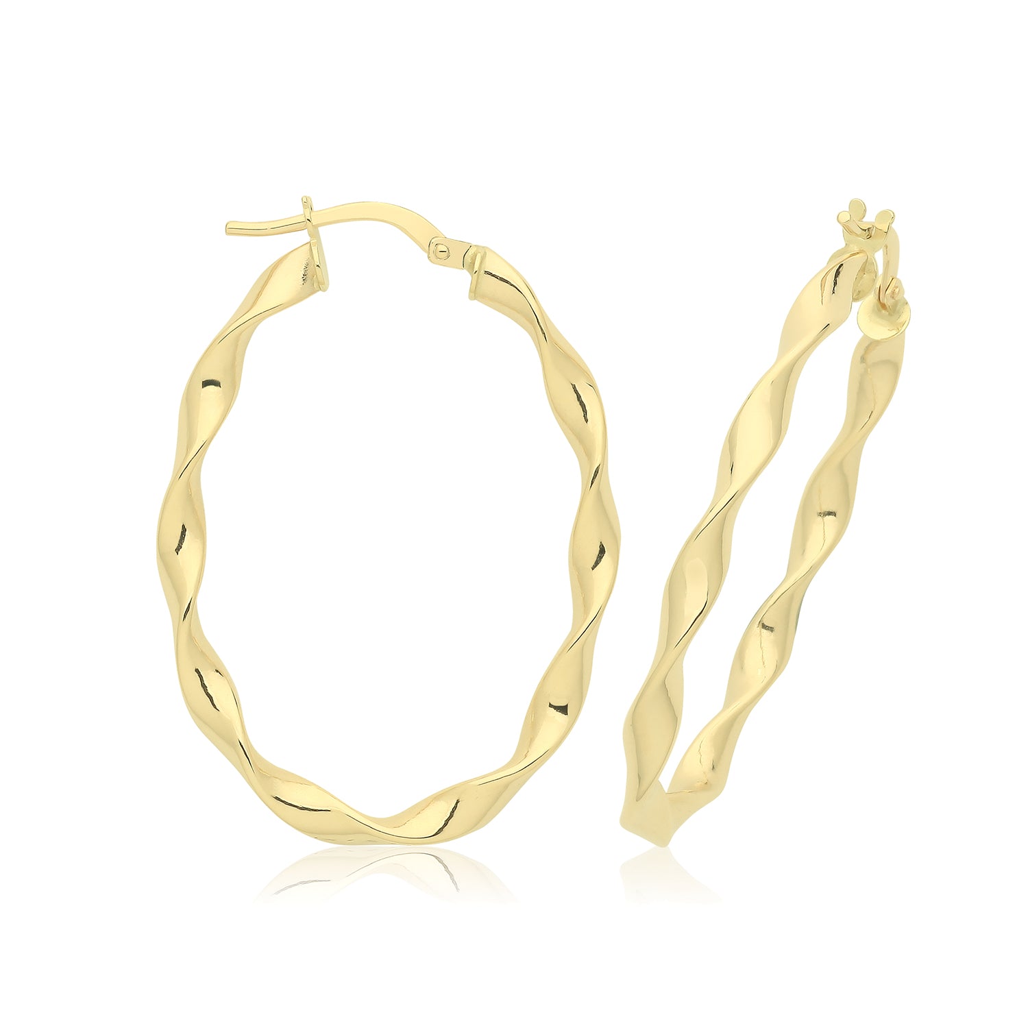 9CT YEL GOLD 20MM TWIST HOOP EARRINGS