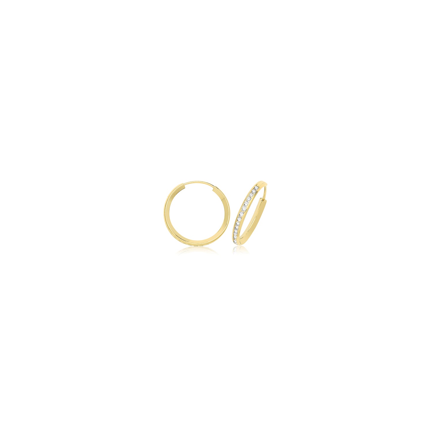 9CT YEL GOLD THIN CZ HOOPS