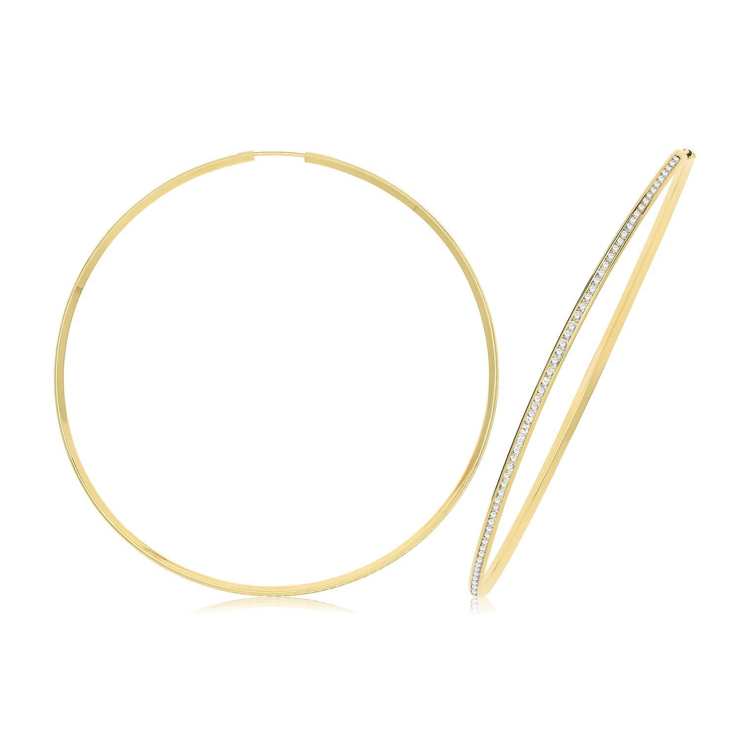 9CT YEL GOLD THIN CZ HOOPS