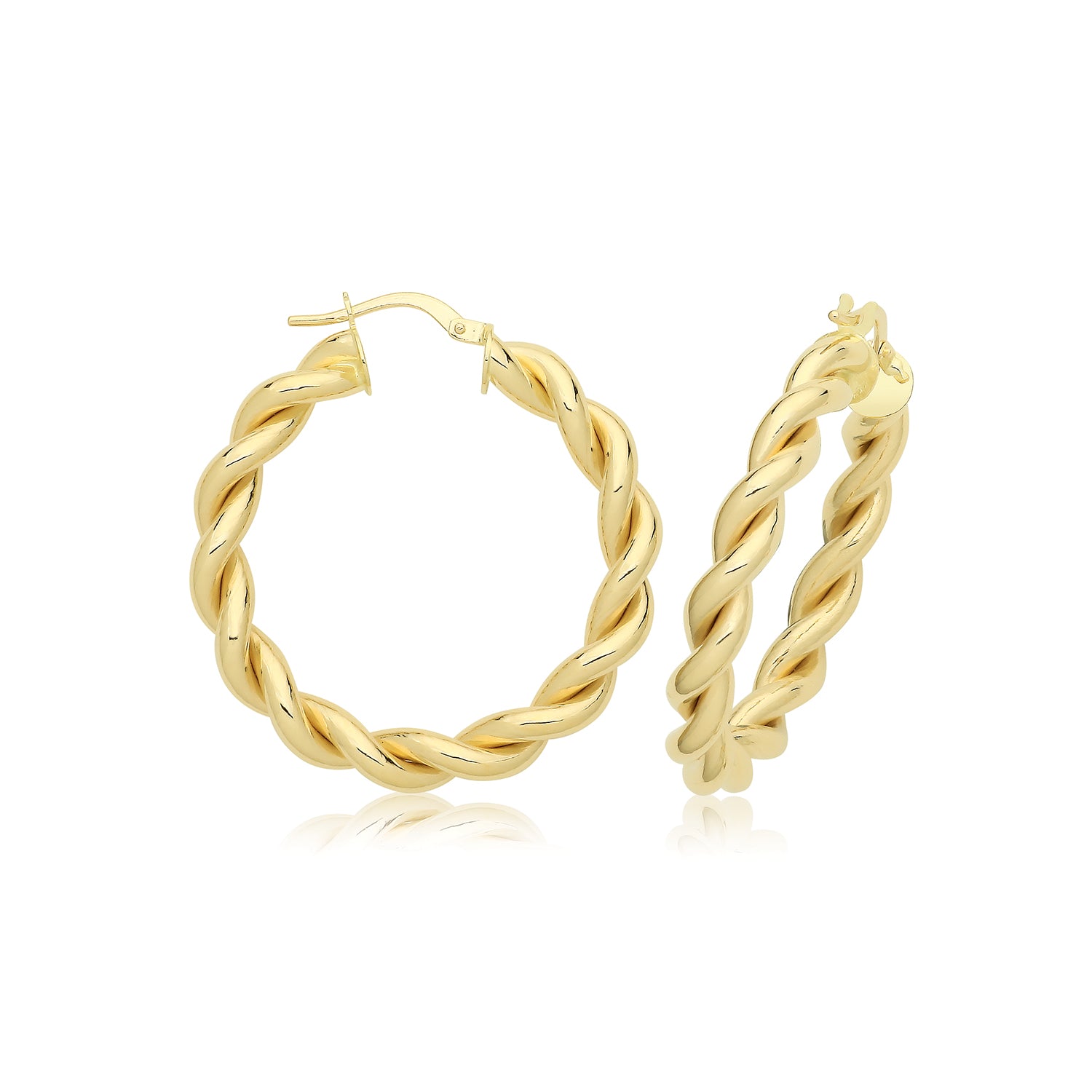 9CT YEL GOLD 25MM PLATED HOOP EARRINGS