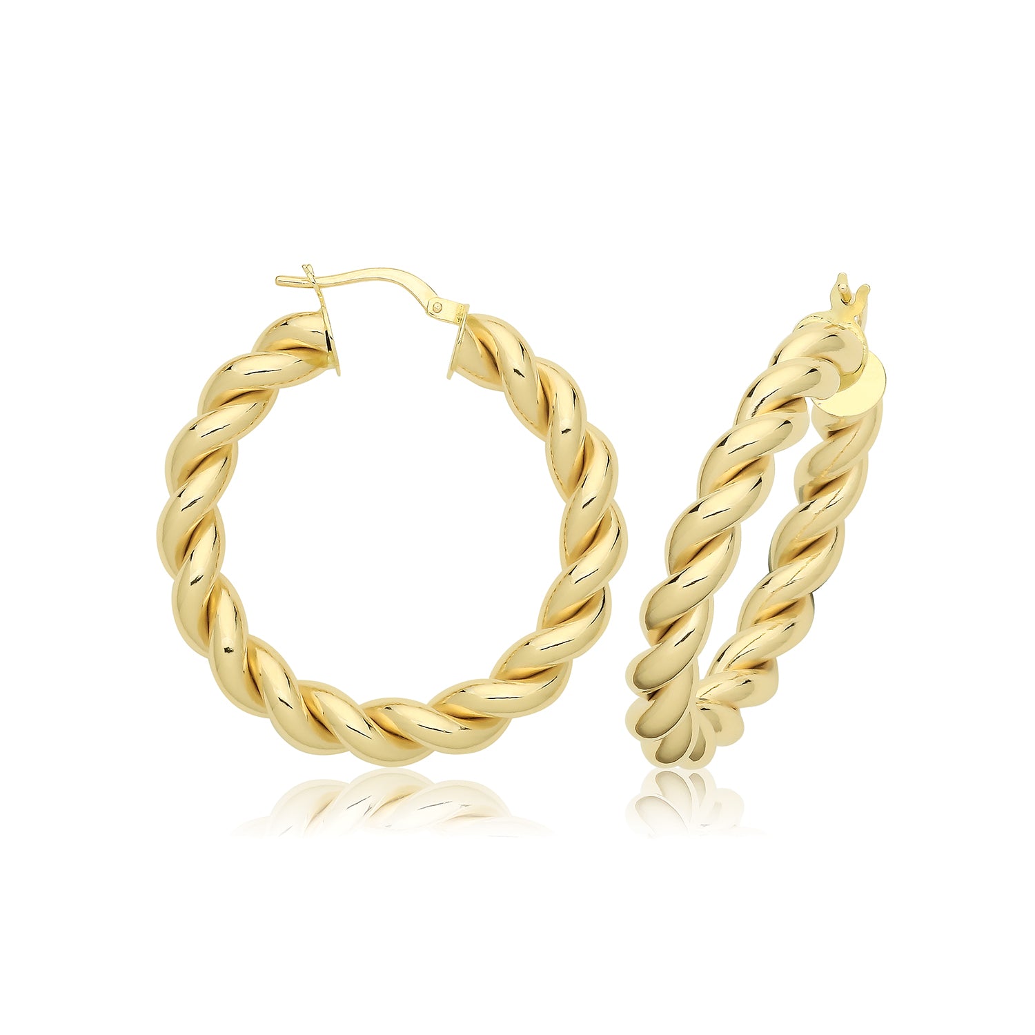 9CT YEL GOLD 25MM PLATED HOOP EARRINGS