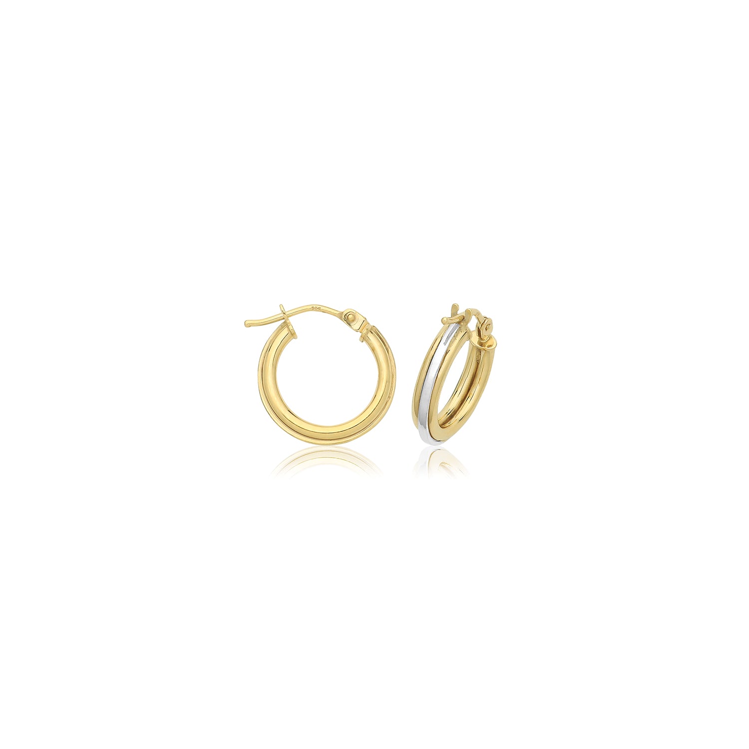 9CT YEL/W GOLD 10MM HOOP EARRINGS