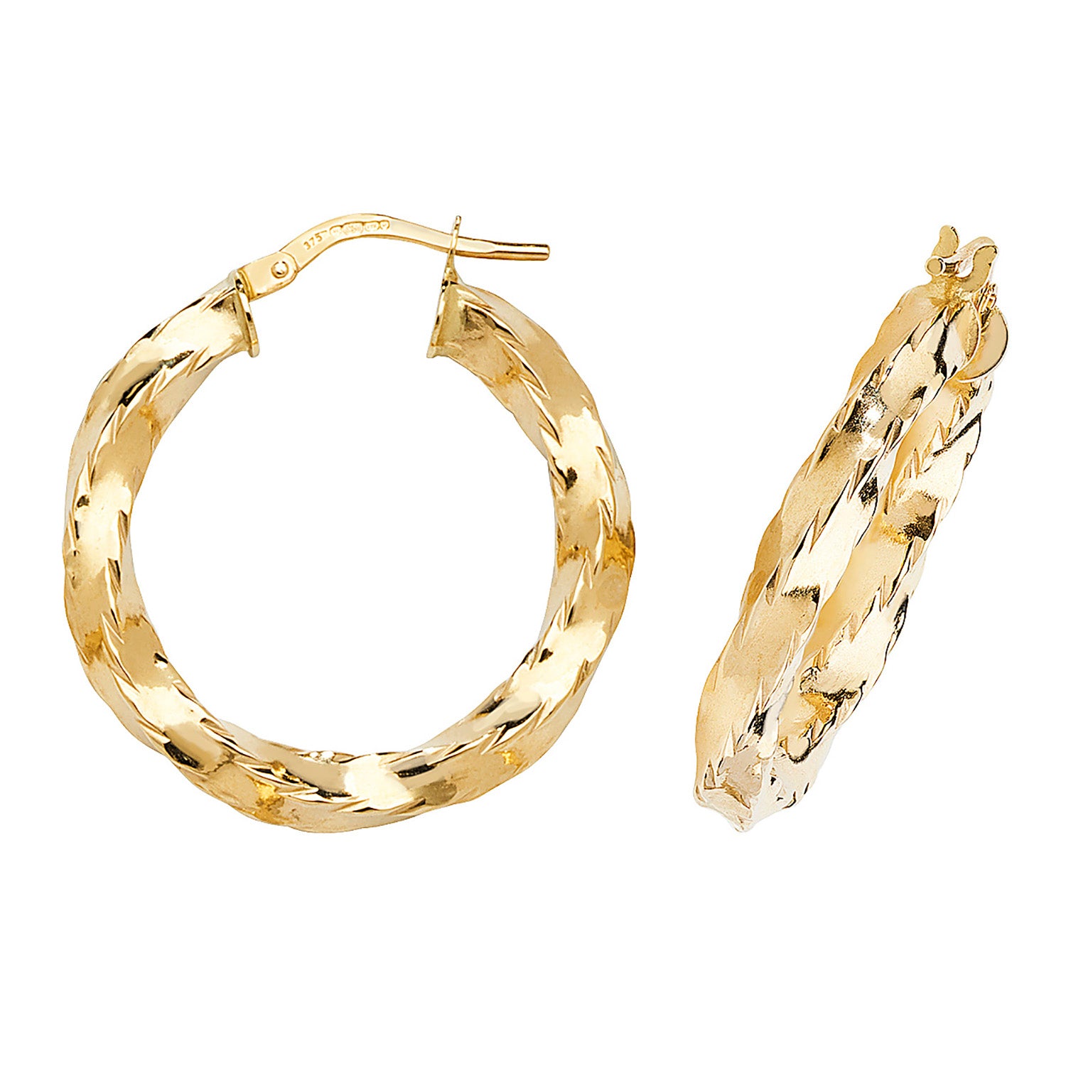 9CT YEL GOLD 20MM HOOP EARRINGS