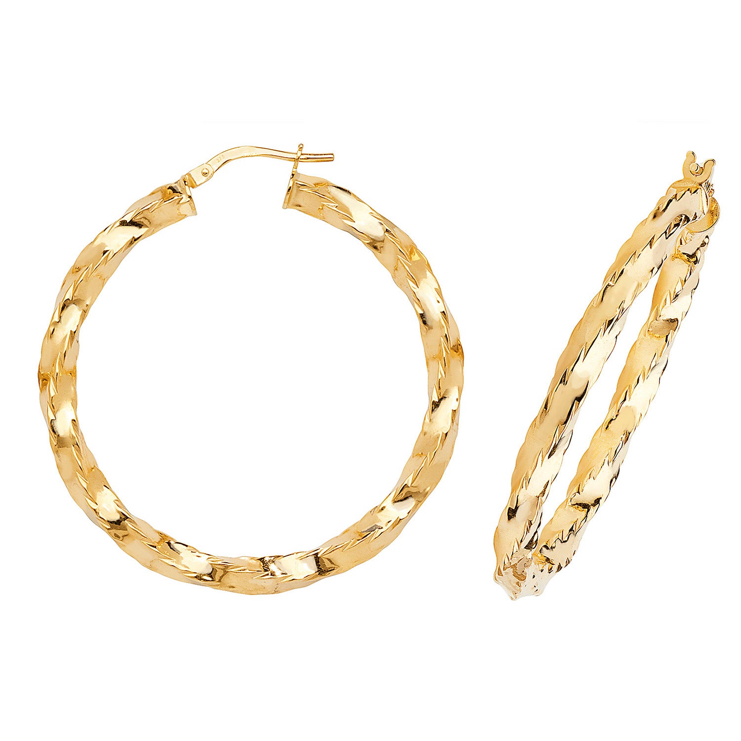 9CT YEL GOLD 35MM HOOP EARRINGS