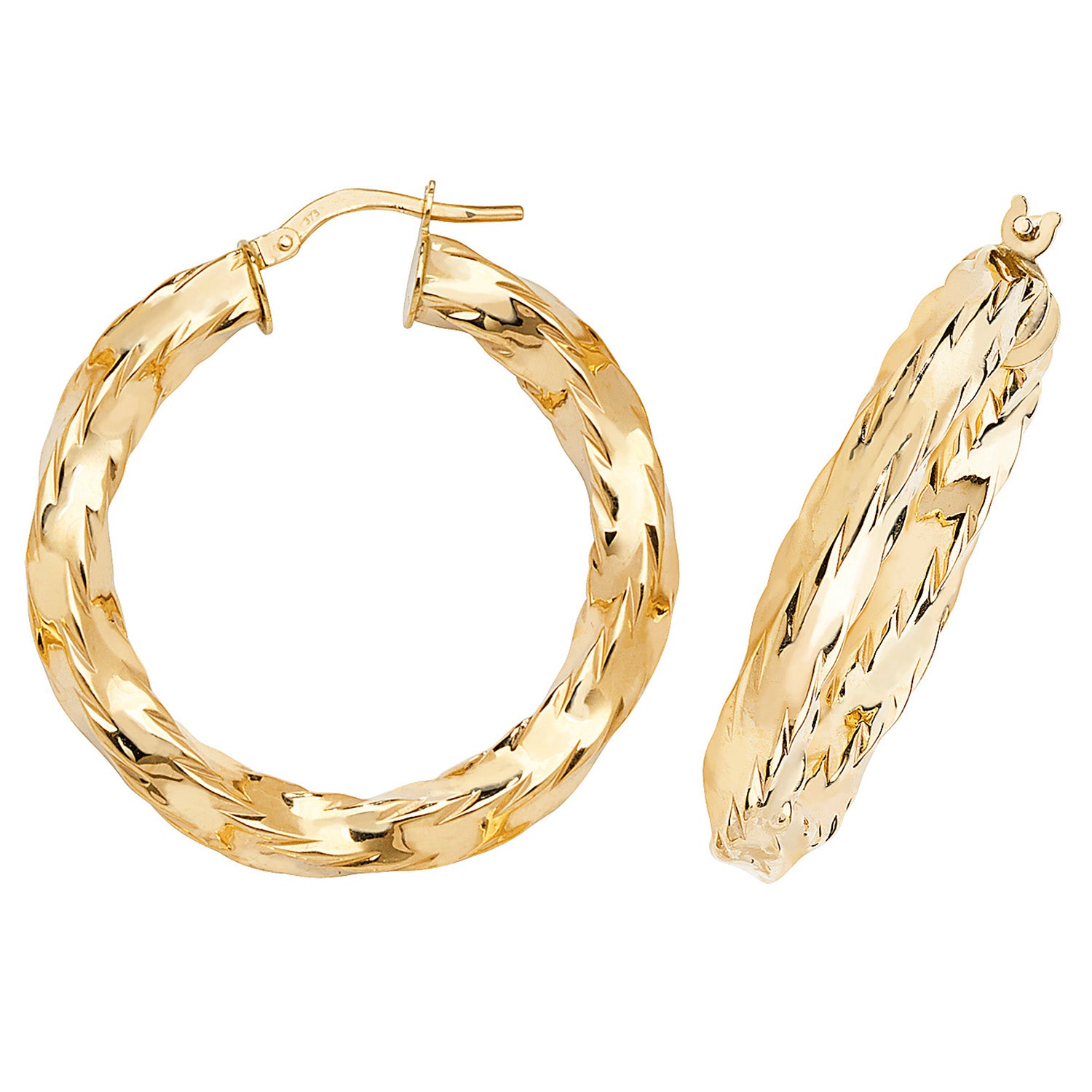 9CT YEL GOLD 25MM HOOP EARRINGS