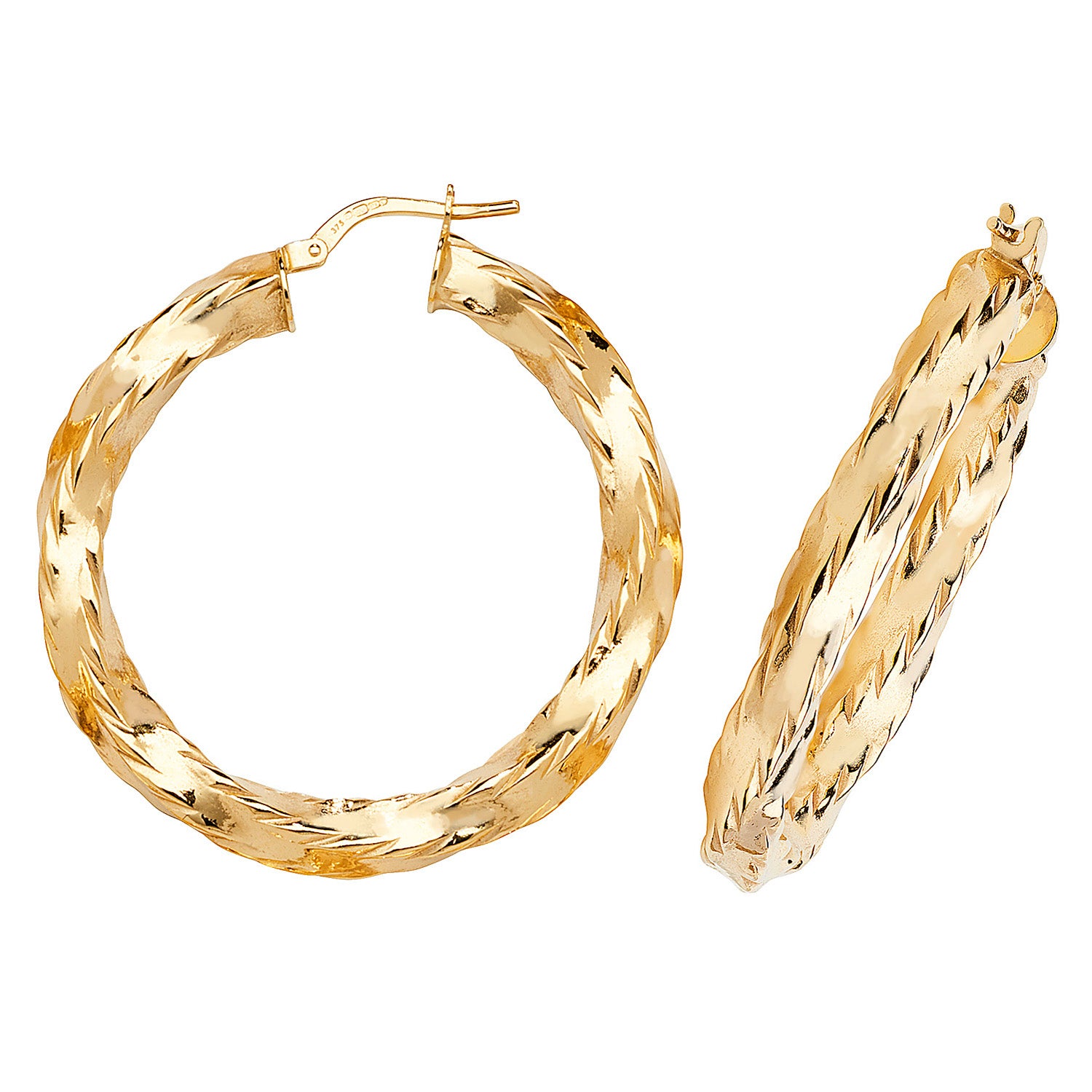 9CT YEL GOLD 30MM HOOP EARRINGS